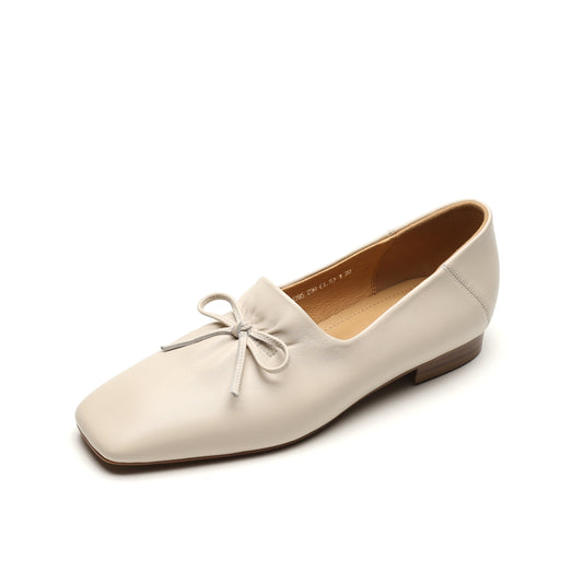 TinaCus Damenschuhe aus echtem Leder, handgefertigt, quadratische Zehenpartie, Fliege