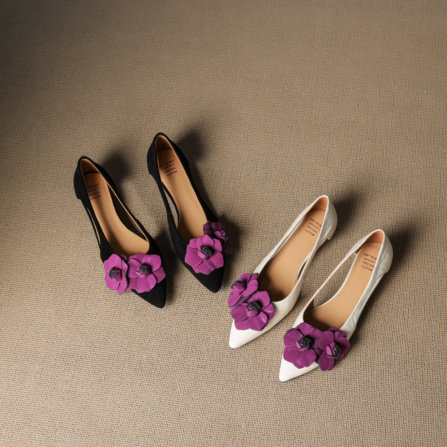 TinaCus Handmade Women's Genuine/Suede Leather Flower Decor Hollow-Out Slip On Pointed Toe Ballet Flats