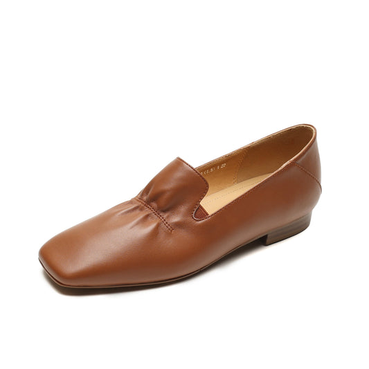 TinaCus Damenschuhe aus echtem Leder, handgefertigt, flach, quadratische Zehenpartie, bequeme Schuhe