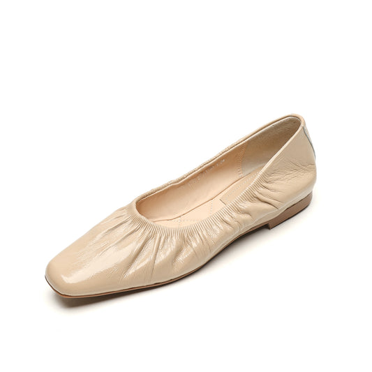 TinaCus Damen-Schlupfschuhe aus echtem Leder, handgefertigt, mit Rüschen