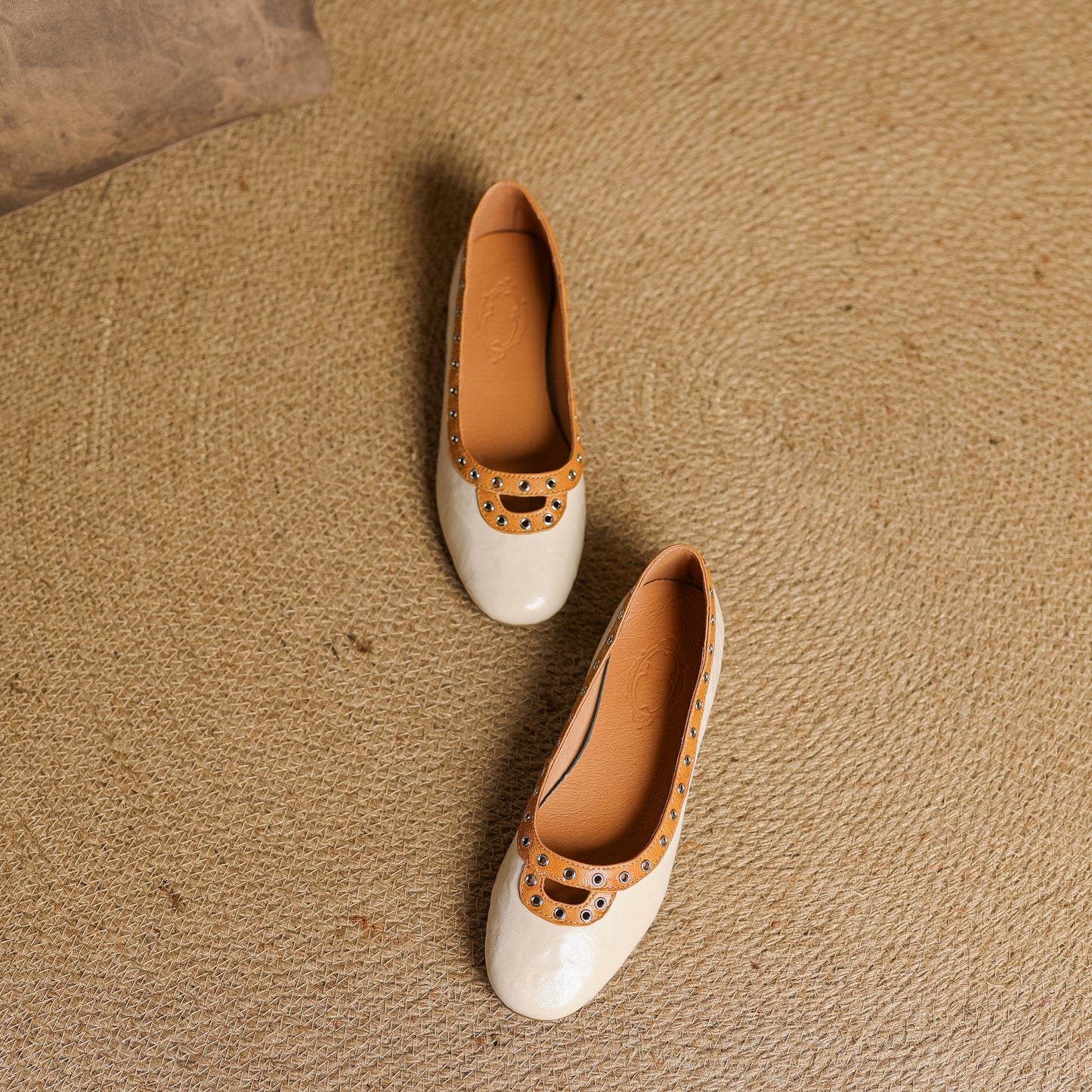 TinaCus Handmade Women's Genuine Leather Slip On Perforated Round Toe Dress Ballet Flat