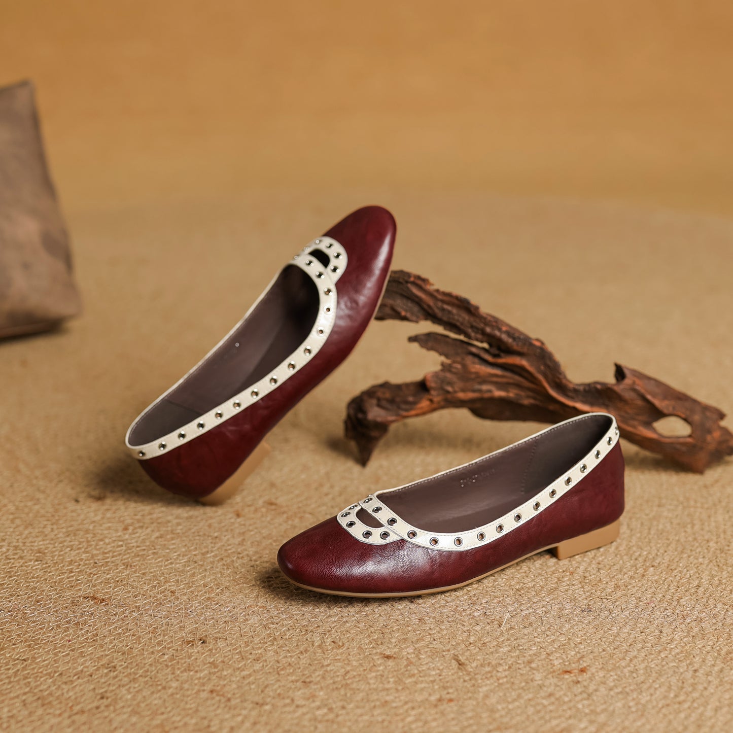 TinaCus Handmade Women's Genuine Leather Slip On Perforated Round Toe Dress Ballet Flat