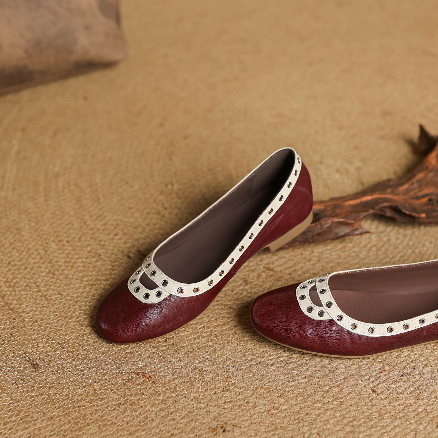 TinaCus Handmade Women's Genuine Leather Slip On Perforated Round Toe Dress Ballet Flat