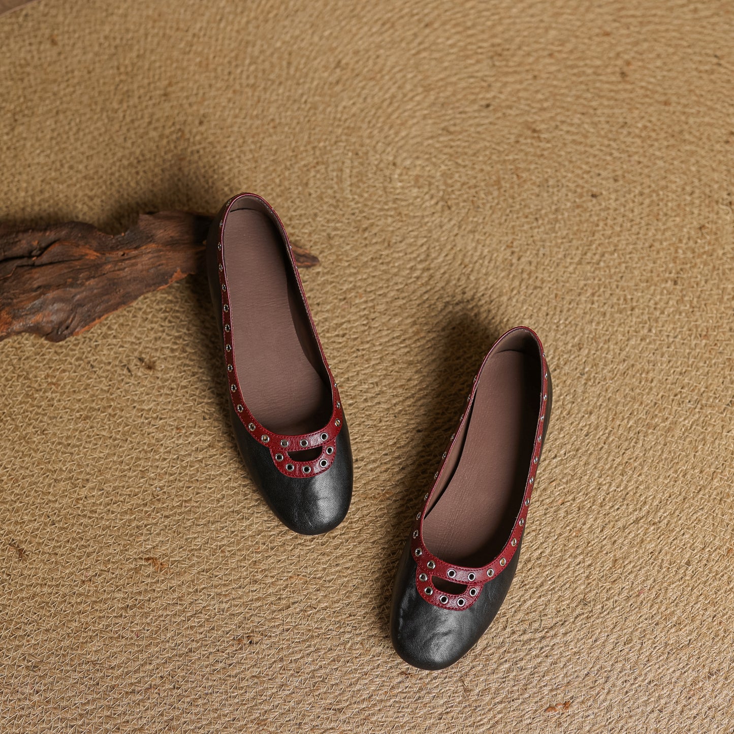 TinaCus Handmade Women's Genuine Leather Slip On Perforated Round Toe Dress Ballet Flat