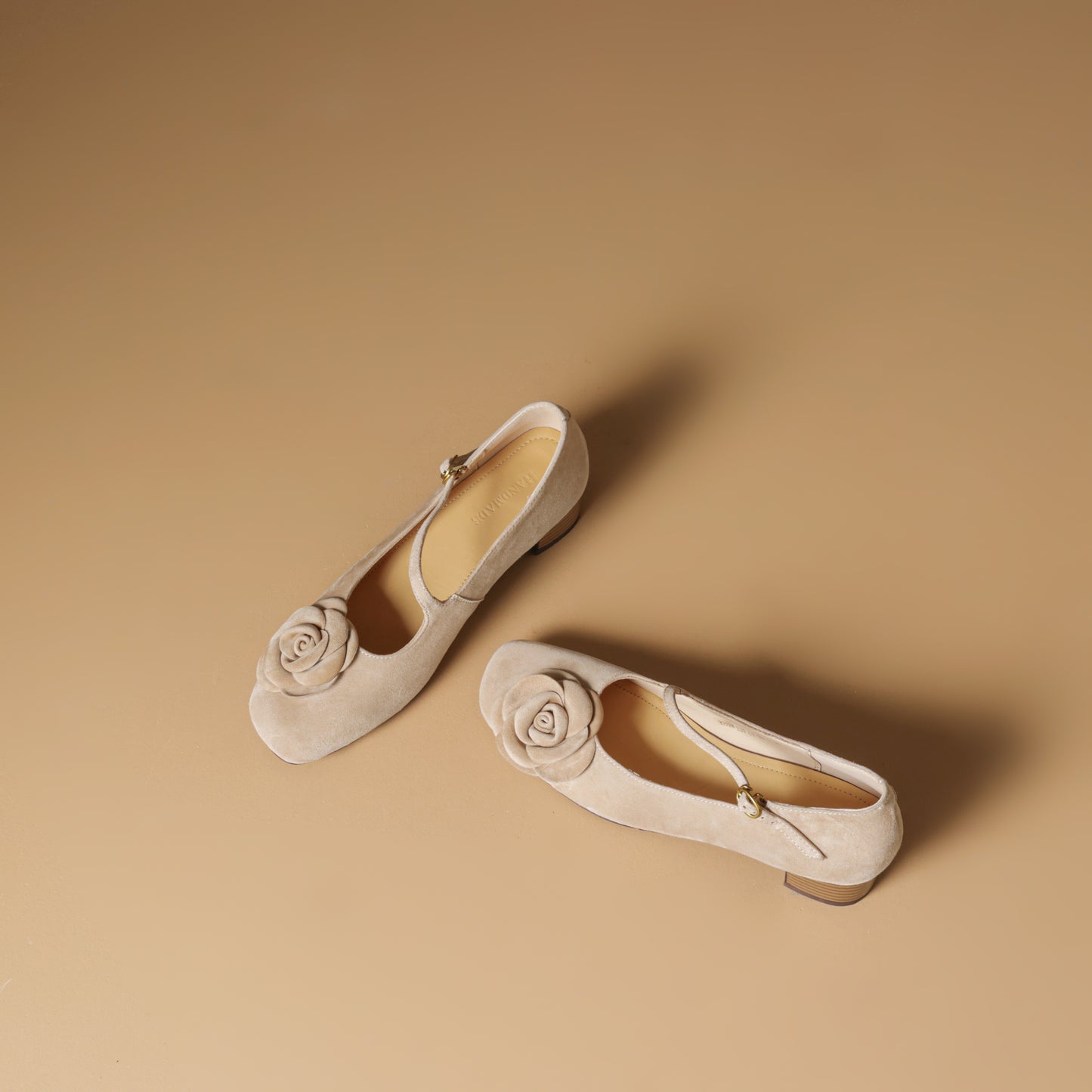 TinaCus Handmade Women's Suede Leather Floral Square Toe Lightweight Mary Jane Shoes