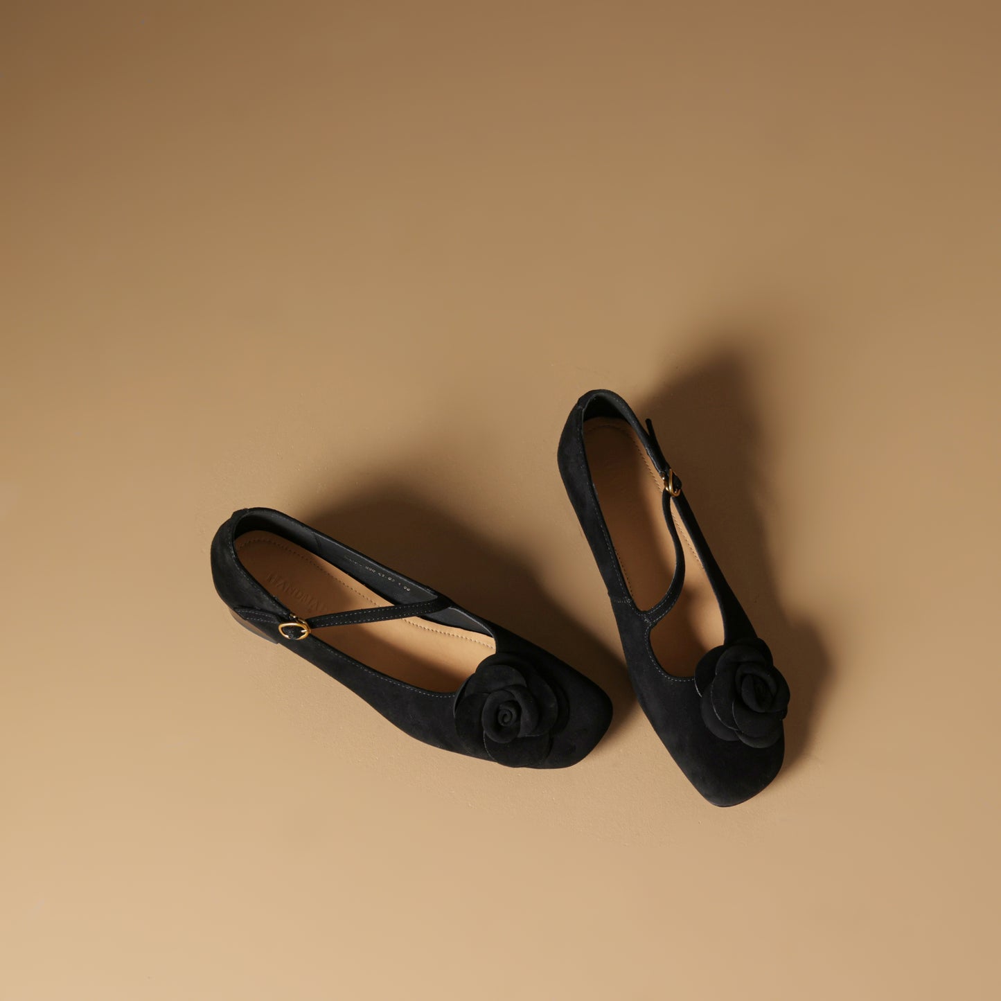 TinaCus Handmade Women's Suede Leather Floral Square Toe Lightweight Mary Jane Shoes