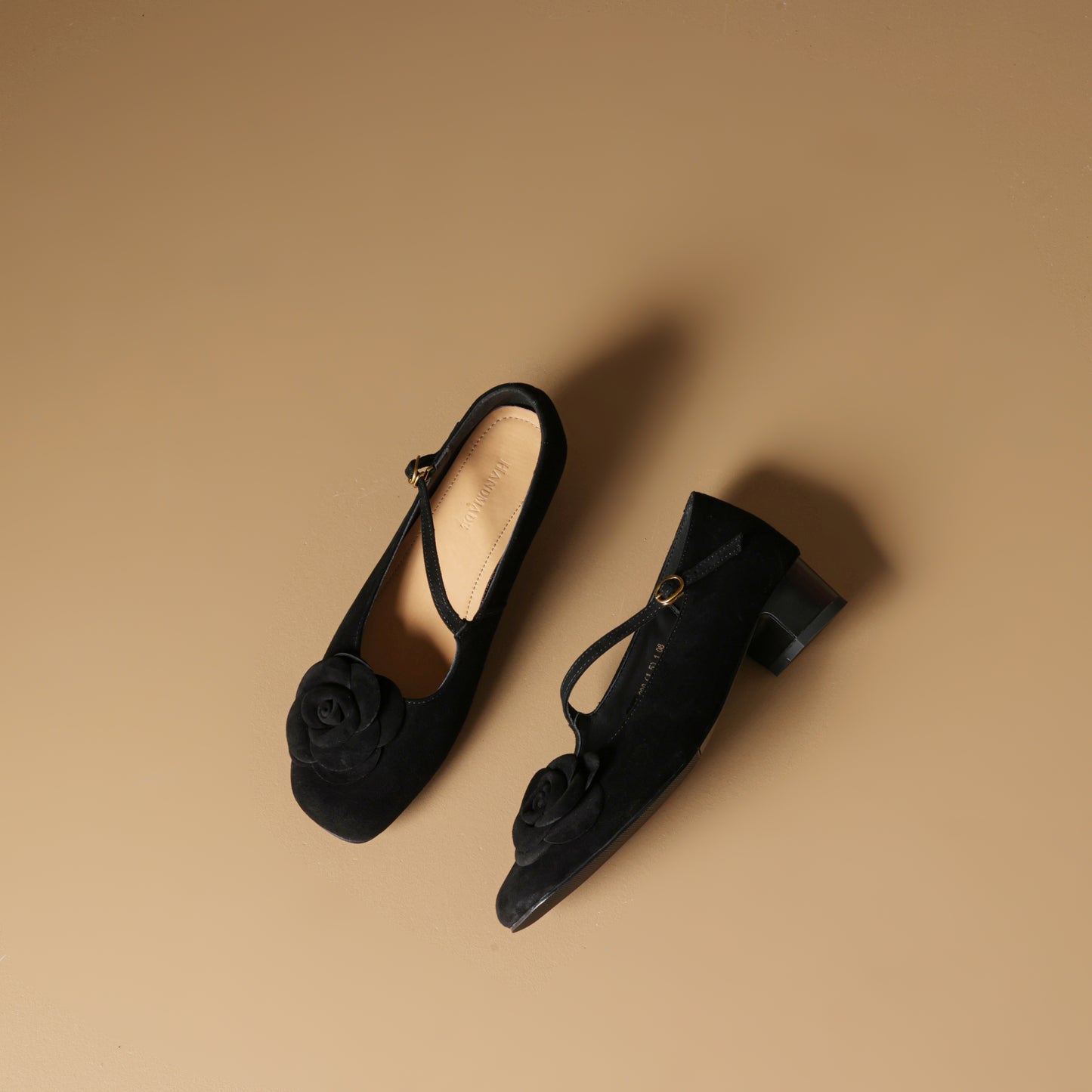 TinaCus Handmade Women's Suede Leather Floral Square Toe Lightweight Mary Jane Shoes