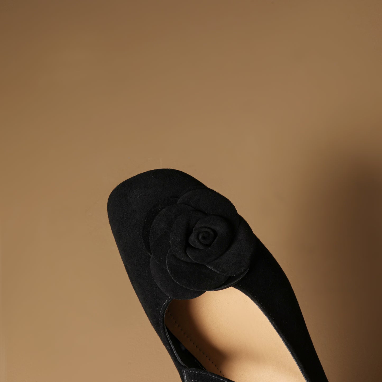 TinaCus Handmade Women's Suede Leather Floral Square Toe Lightweight Mary Jane Shoes