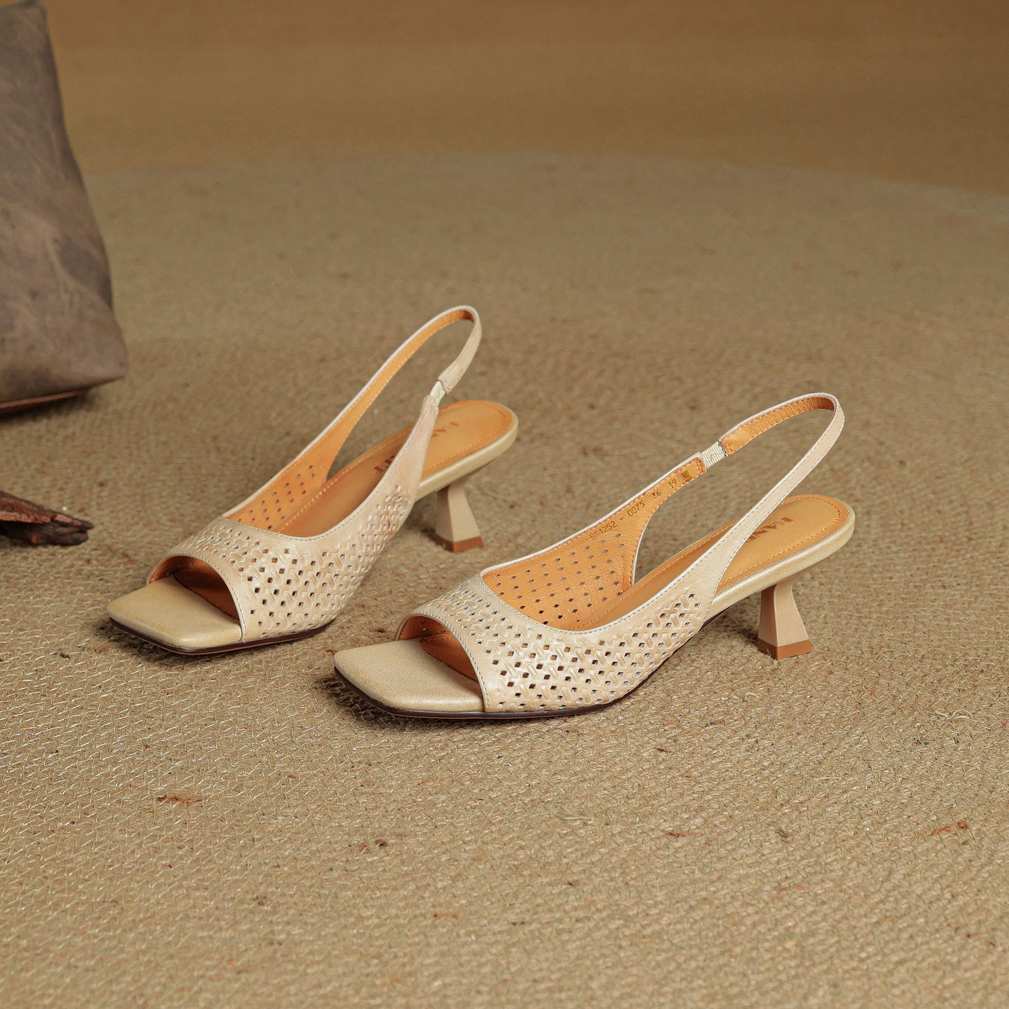 TinaCus Handmade Women's Genuine Leather Open Toe Slip-on Hollow-Out Slingback Sandals