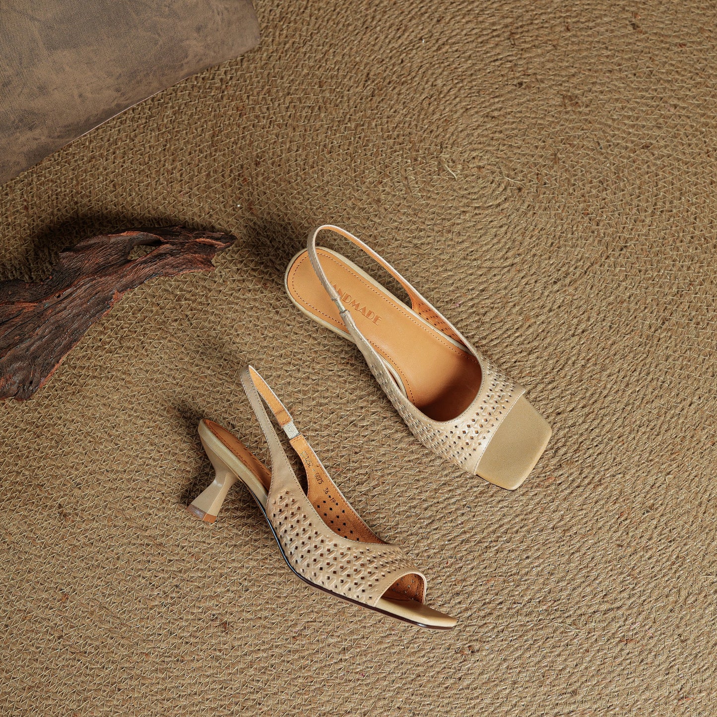 TinaCus Handmade Women's Genuine Leather Open Toe Slip-on Hollow-Out Slingback Sandals