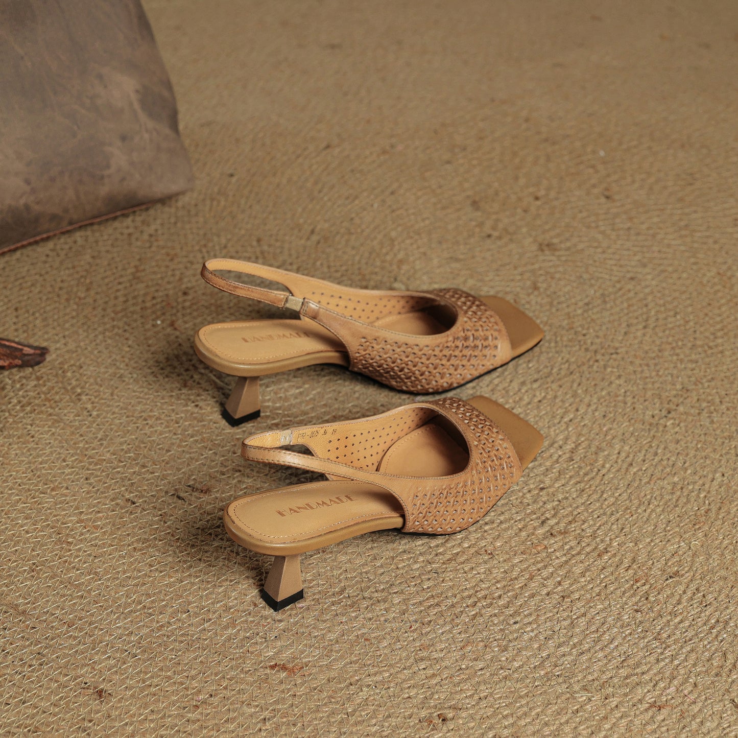 TinaCus Handmade Women's Genuine Leather Open Toe Slip-on Hollow-Out Slingback Sandals