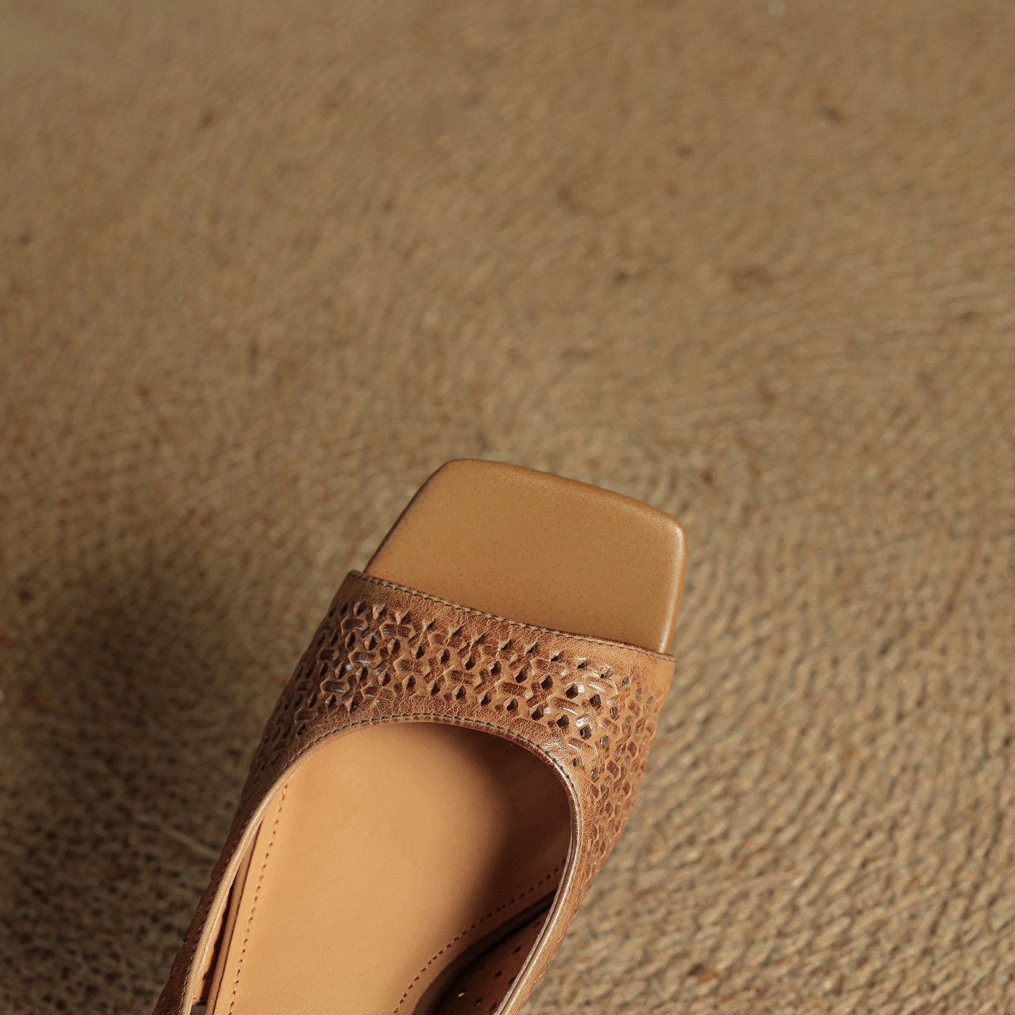 TinaCus Handmade Women's Genuine Leather Open Toe Slip-on Hollow-Out Slingback Sandals