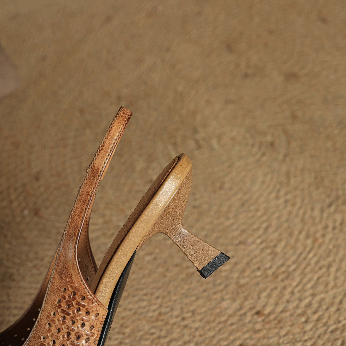 TinaCus Handmade Women's Genuine Leather Open Toe Slip-on Hollow-Out Slingback Sandals