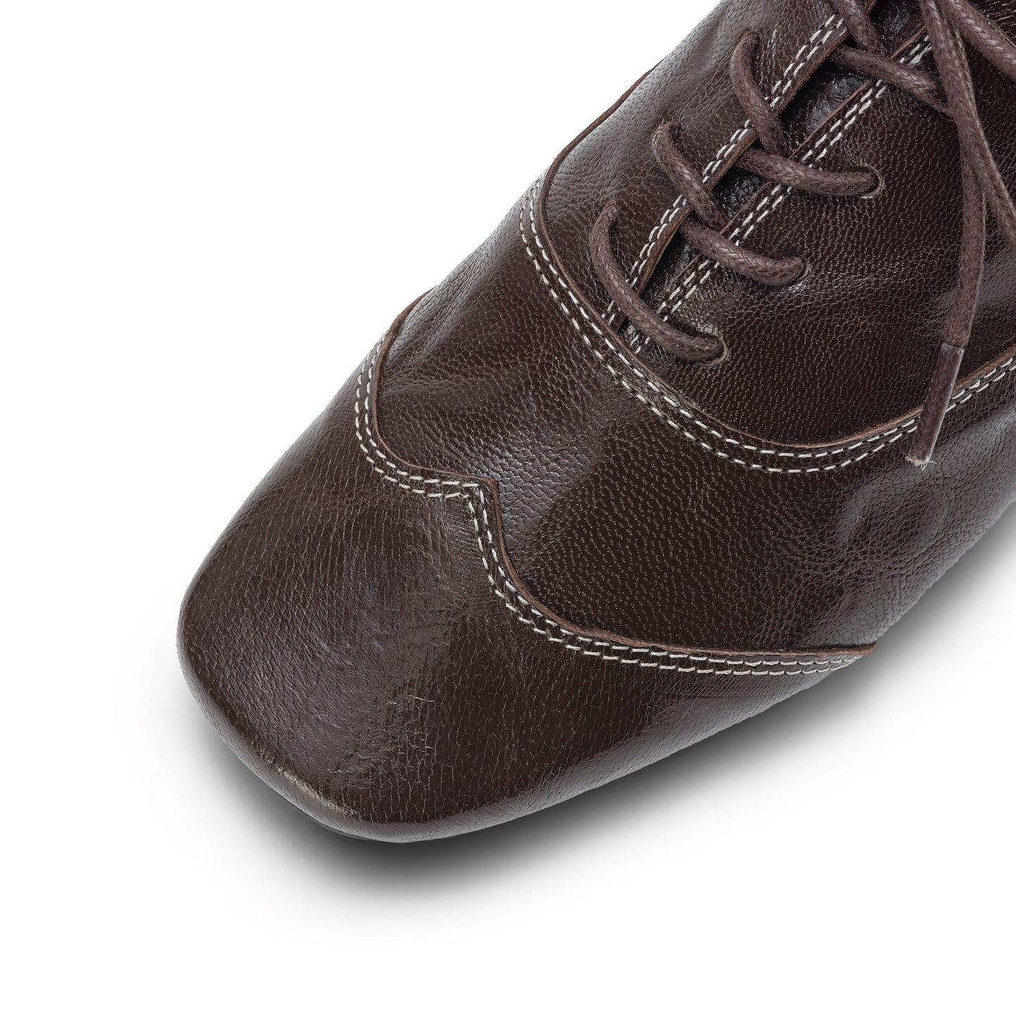 TinaCus Women's Baroque Oxfords Handmade Genuine Leather Retro Square Toe Lace-up Flats