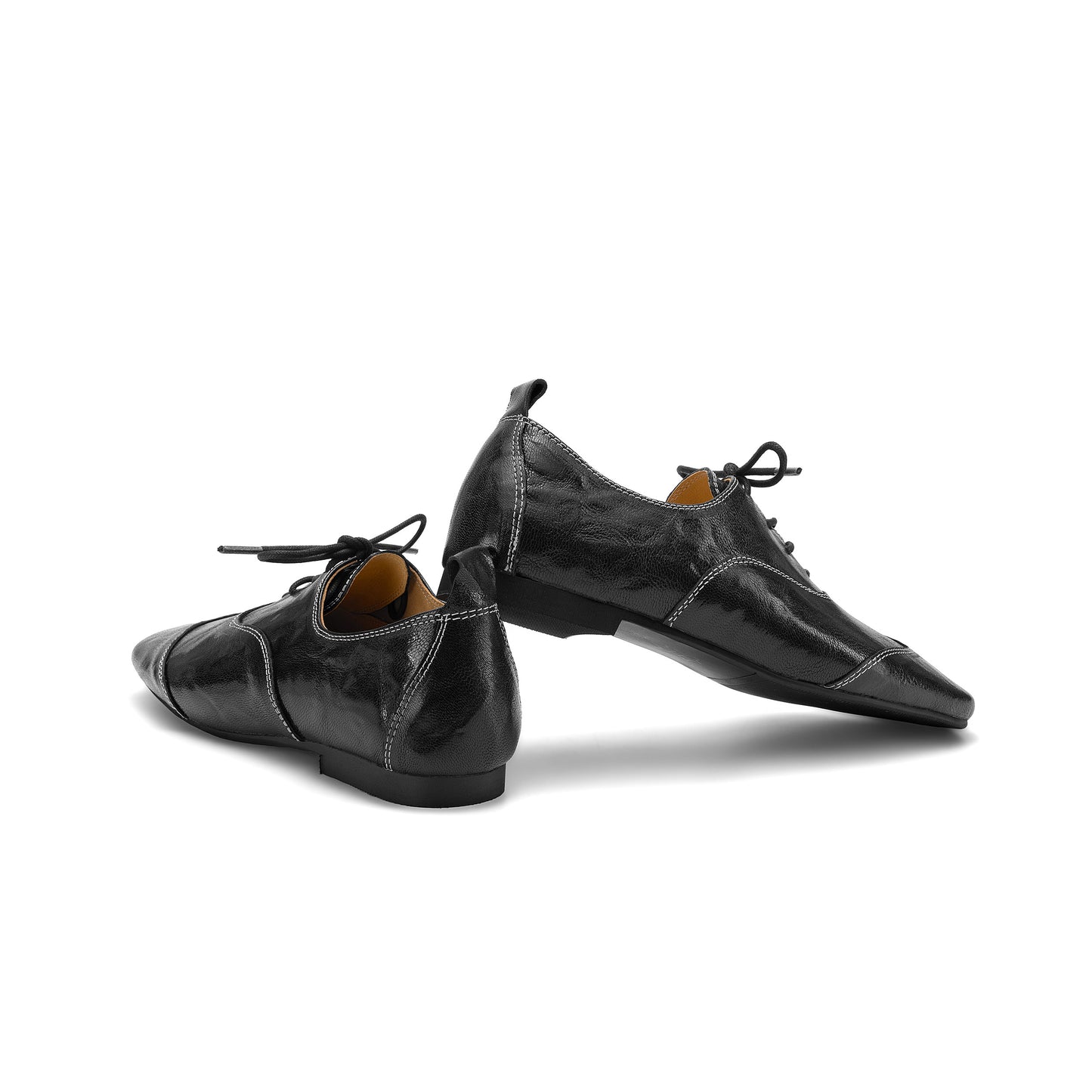 TinaCus Women's Baroque Oxfords Handmade Genuine Leather Retro Square Toe Lace-up Flats