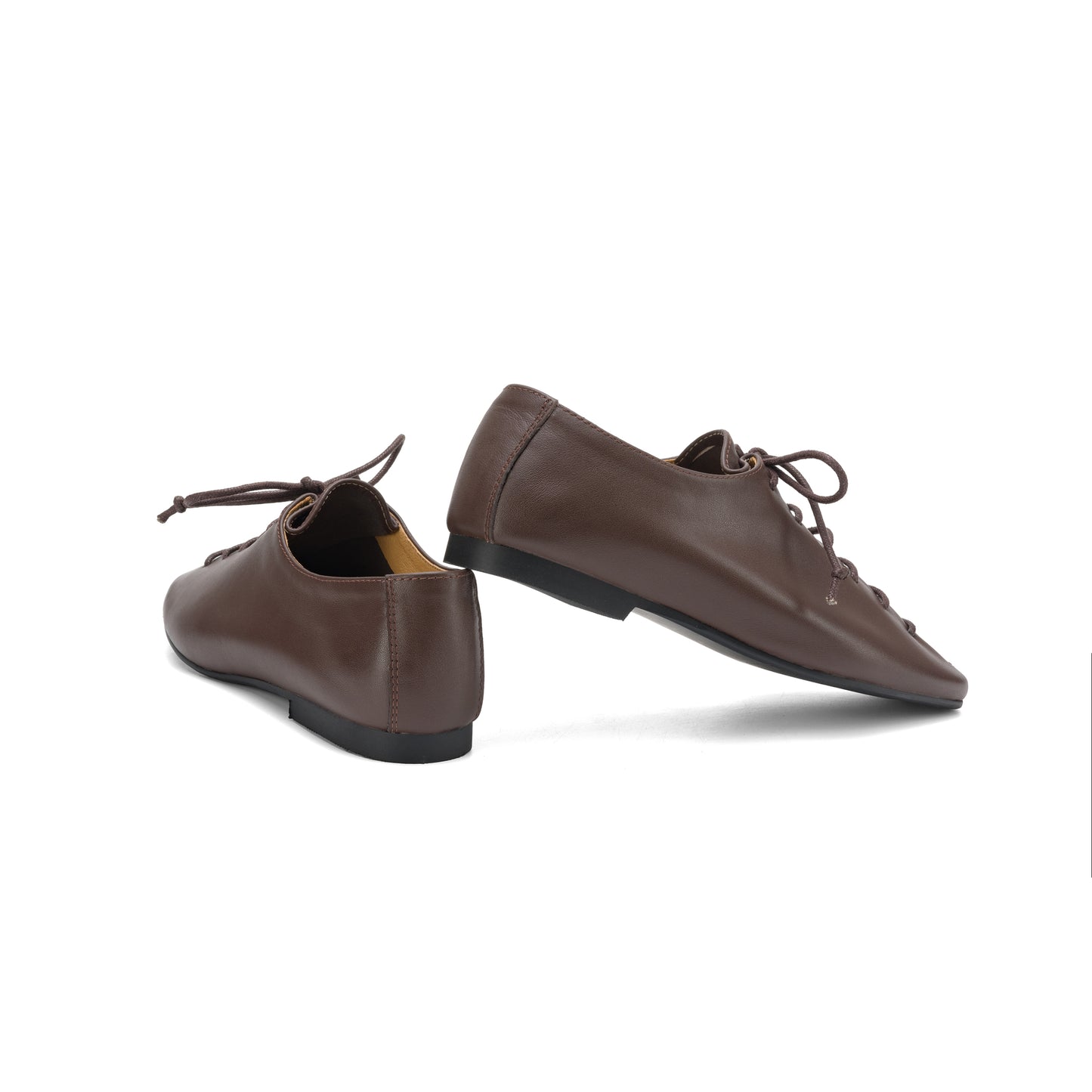 TinaCus Women's Lace-up Loafers Handmade Soft Leather Square Toe Daily Work Business Casual Flats