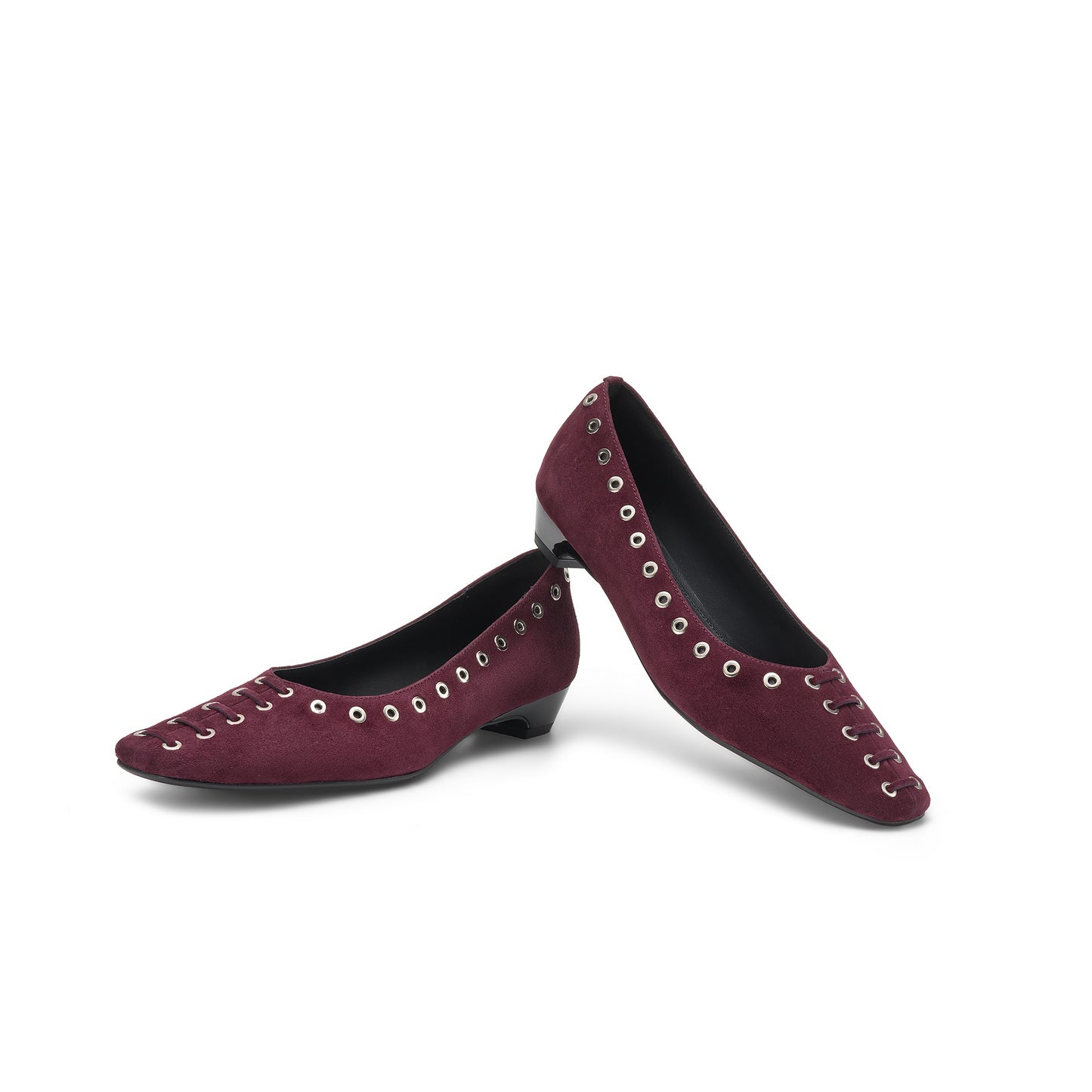 TinaCus Women's Ballet Flats Handmade Suede Leather Square Toe Hollow-Out Comfort Loafer Shoes Party Business