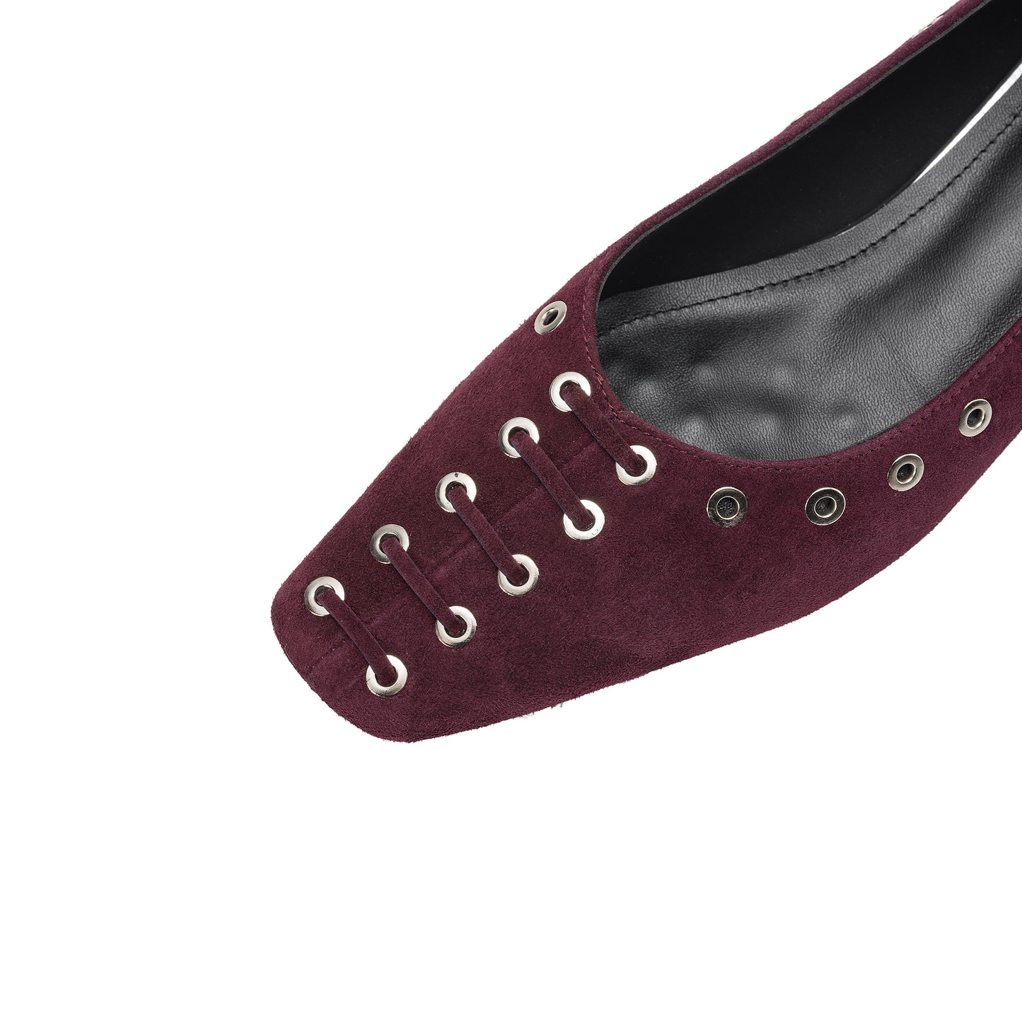 TinaCus Women's Ballet Flats Handmade Suede Leather Square Toe Hollow-Out Comfort Loafer Shoes Party Business