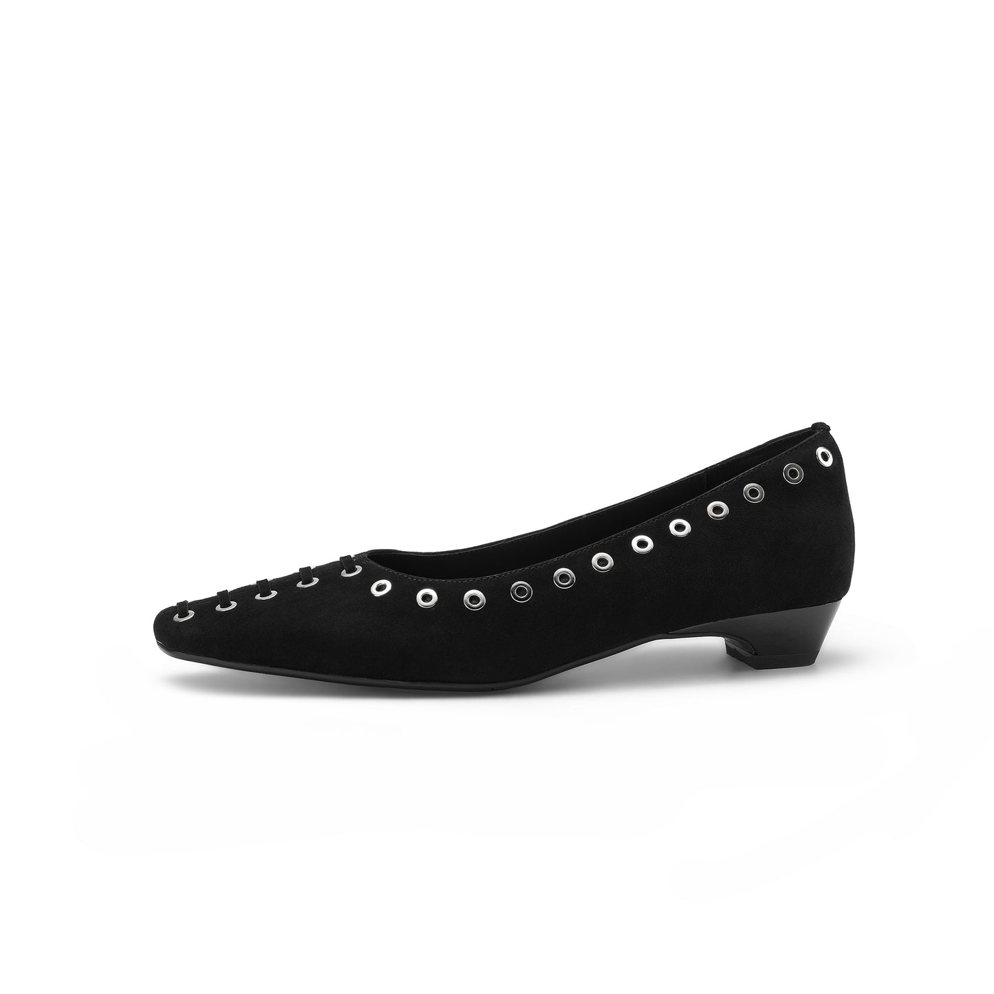 TinaCus Women's Ballet Flats Handmade Suede Leather Square Toe Hollow-Out Comfort Loafer Shoes Party Business