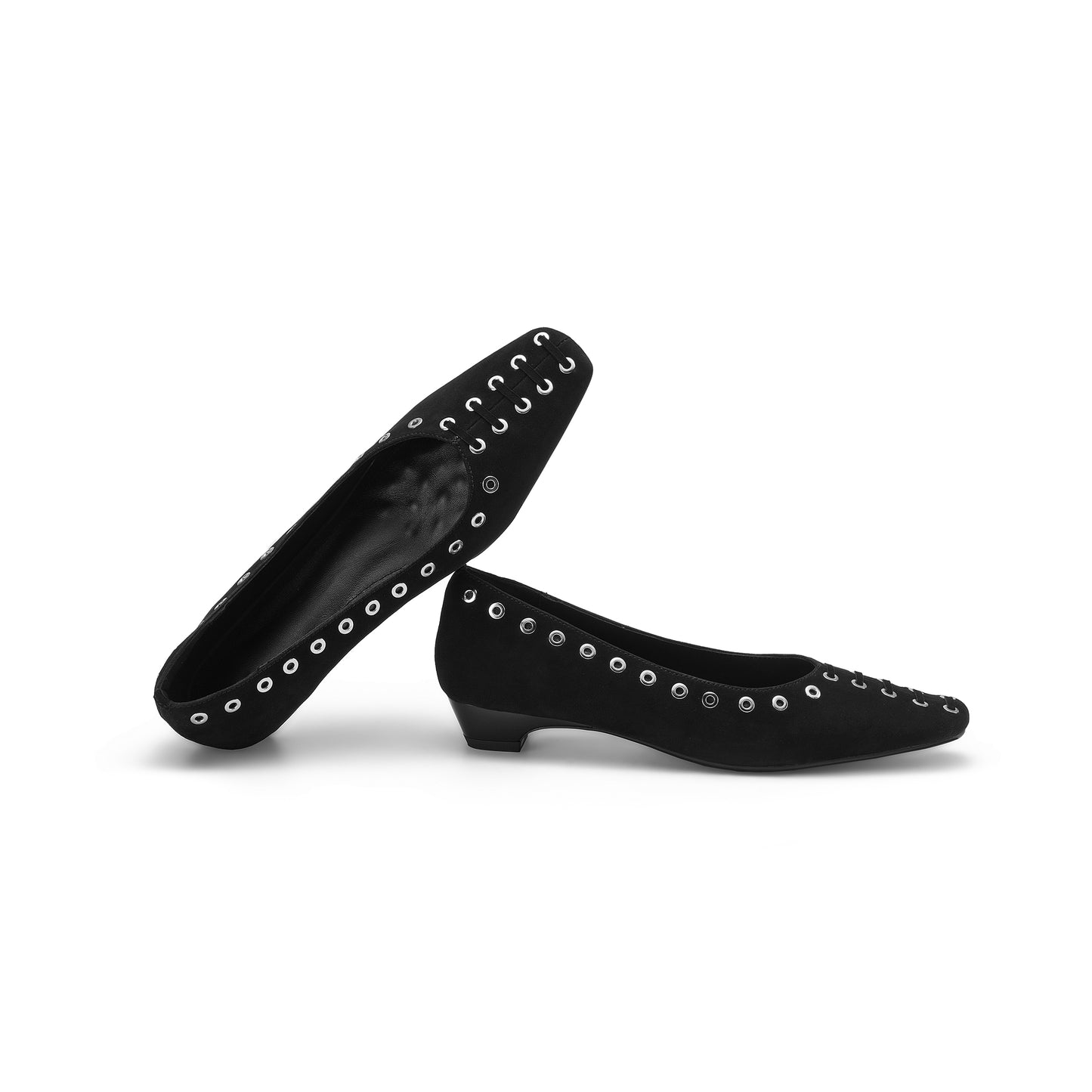 TinaCus Women's Ballet Flats Handmade Suede Leather Square Toe Hollow-Out Comfort Loafer Shoes Party Business