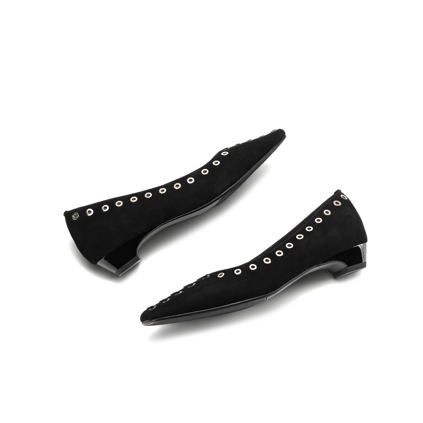 TinaCus Women's Ballet Flats Handmade Suede Leather Square Toe Hollow-Out Comfort Loafer Shoes Party Business