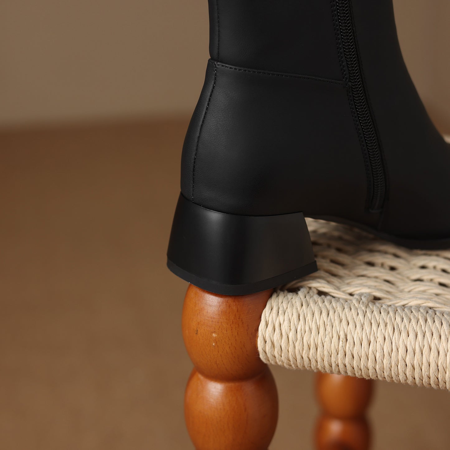 TinaCus Women's Genuine Leather Handmade Side Zipper Square Toe Block Low Heel Ankle Booties