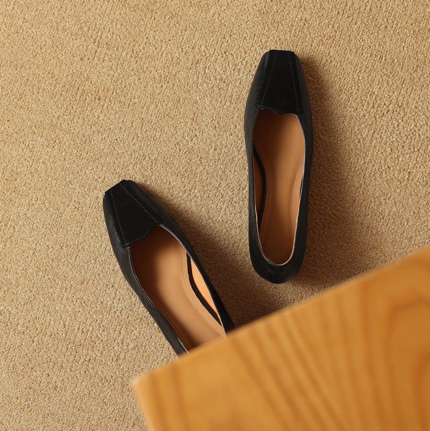 TinaCus Handmade Women's Genuine Leather Square Toe Slip On Patchwork Low Heel Office Dress Loafer Shoes