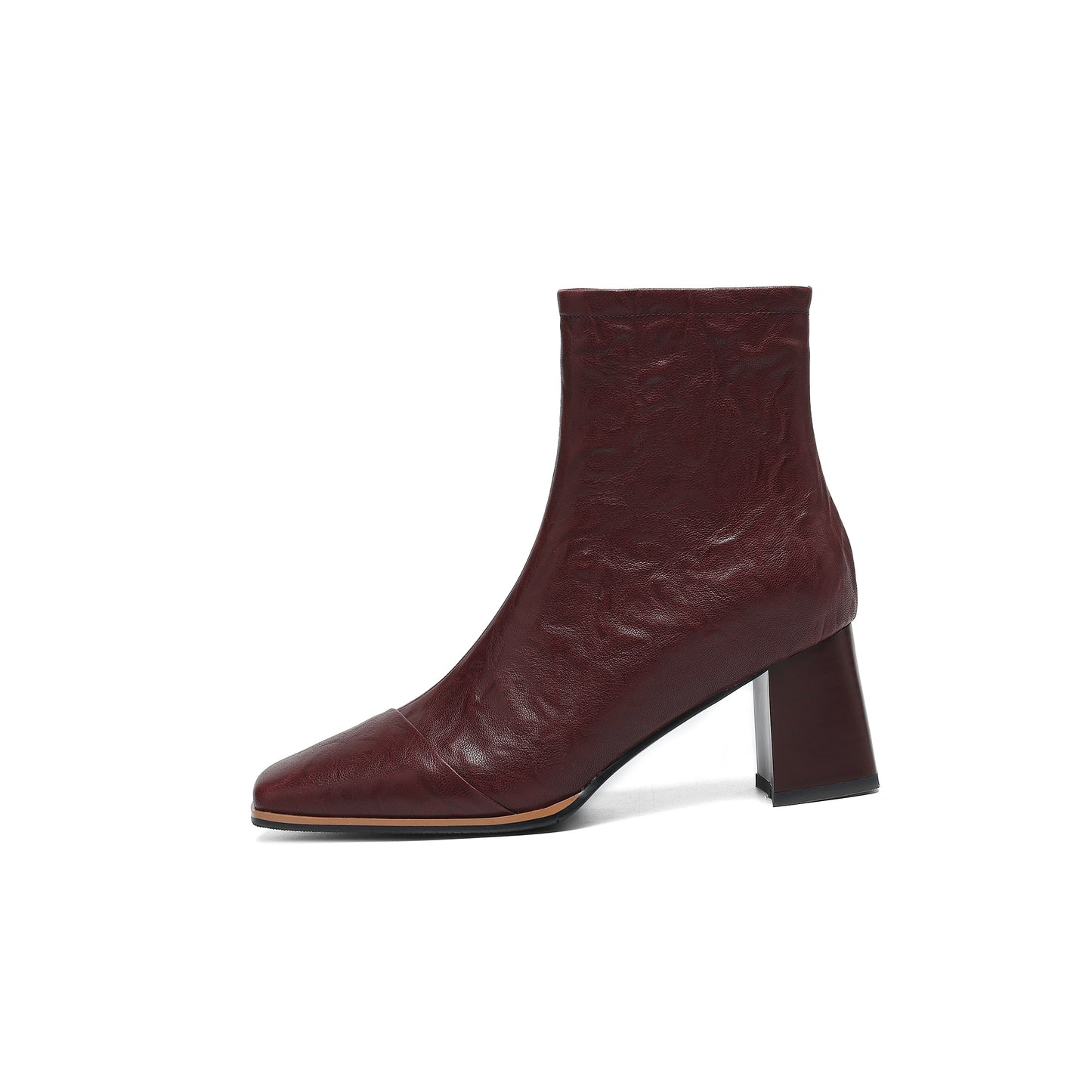 TinaCus Women's Genuine Leather Handmade Side Zipper Square Toe Stacked Low Heel Ankle Booties