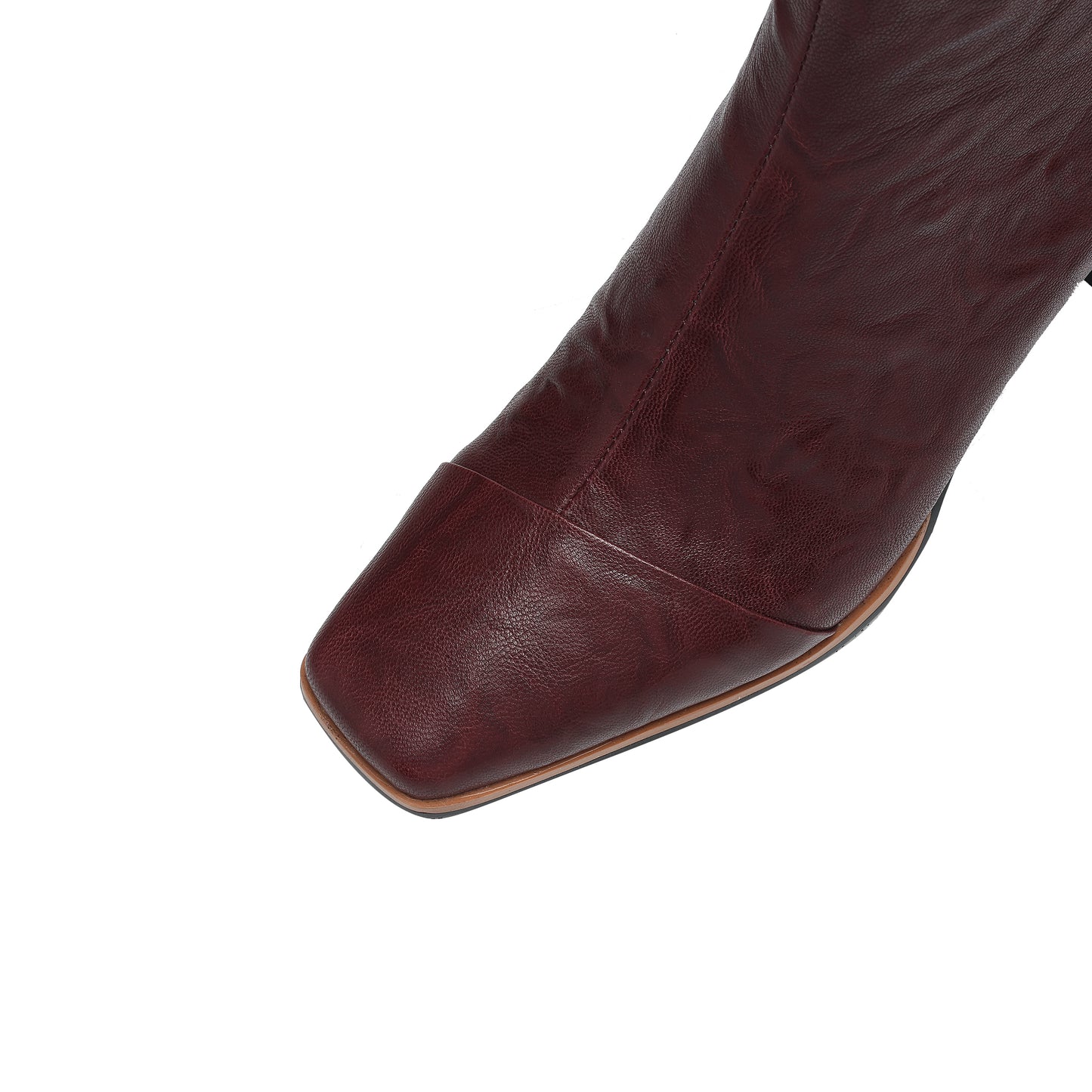 TinaCus Women's Genuine Leather Handmade Side Zipper Square Toe Stacked Low Heel Ankle Booties