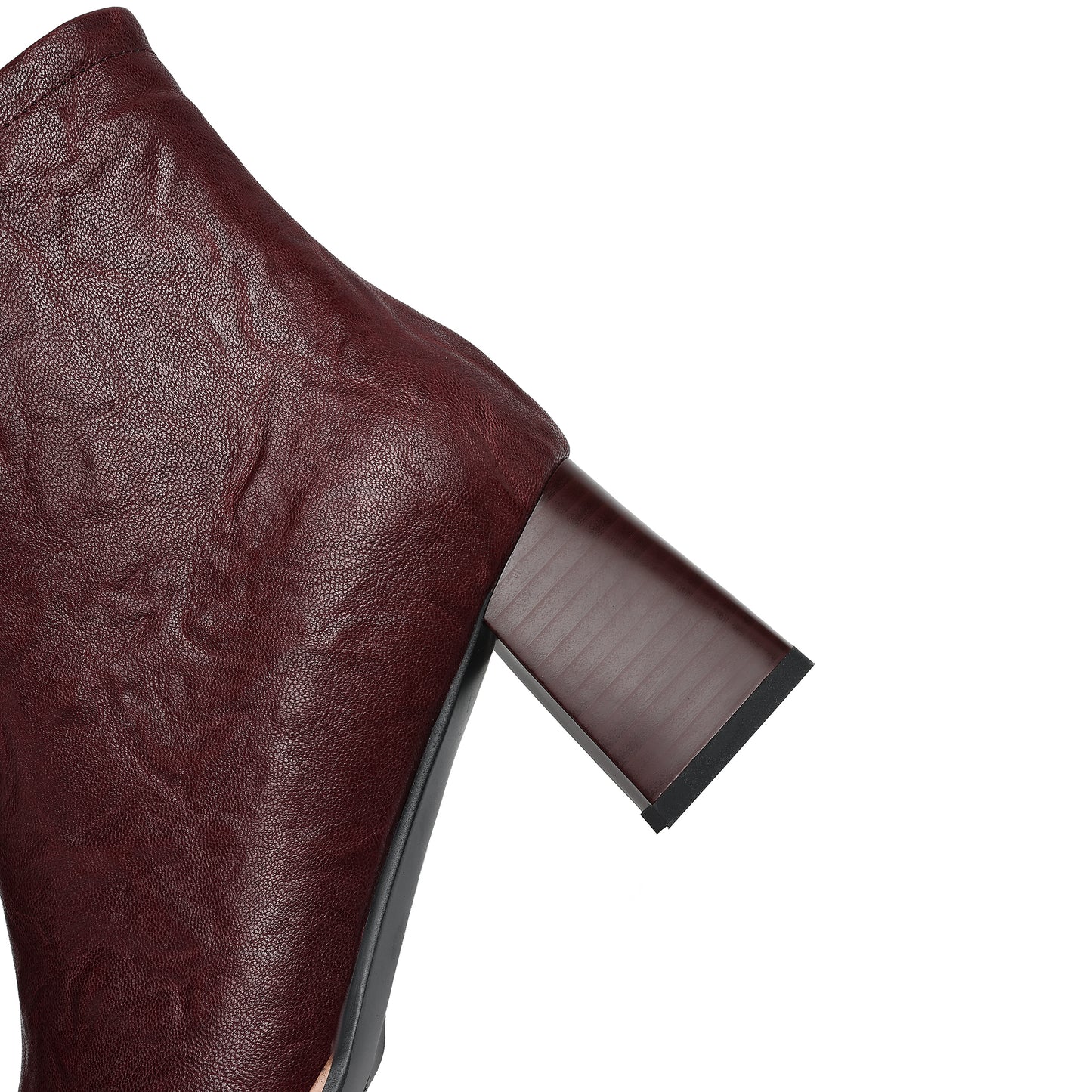 TinaCus Women's Genuine Leather Handmade Side Zipper Square Toe Stacked Low Heel Ankle Booties