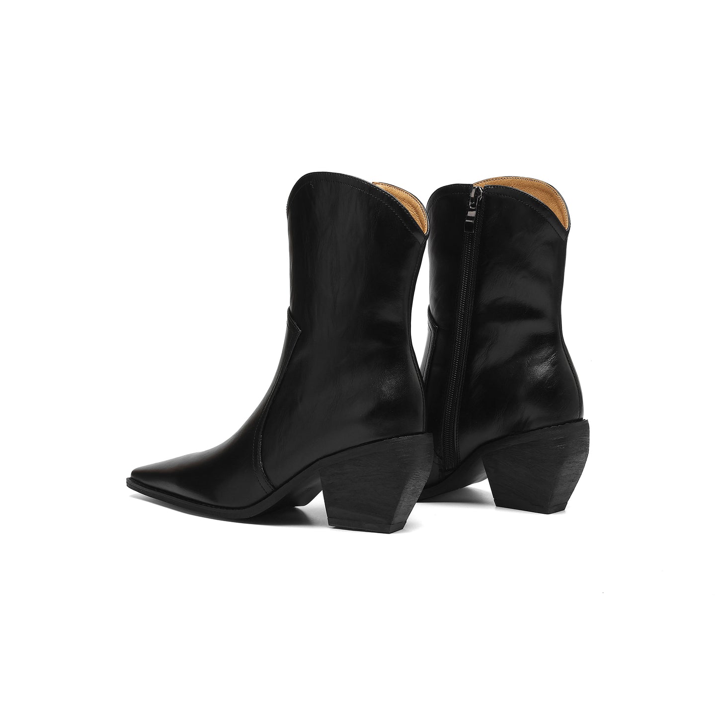 TinaCus Women's Genuine Leather Handmade Wedge Heel Side Zip Up Cowgirl Western Boots