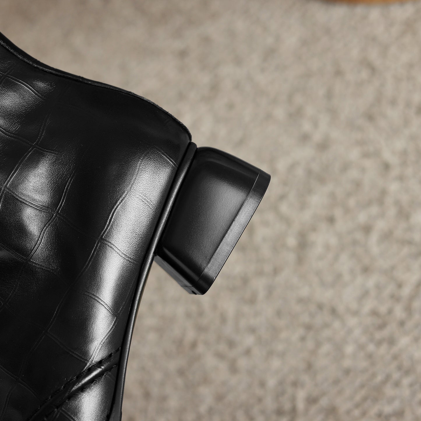 TinaCus Women's Square Toe Handmade Front Zipper Low Chunky Heels Genuine Leather Casual Ankle Boots