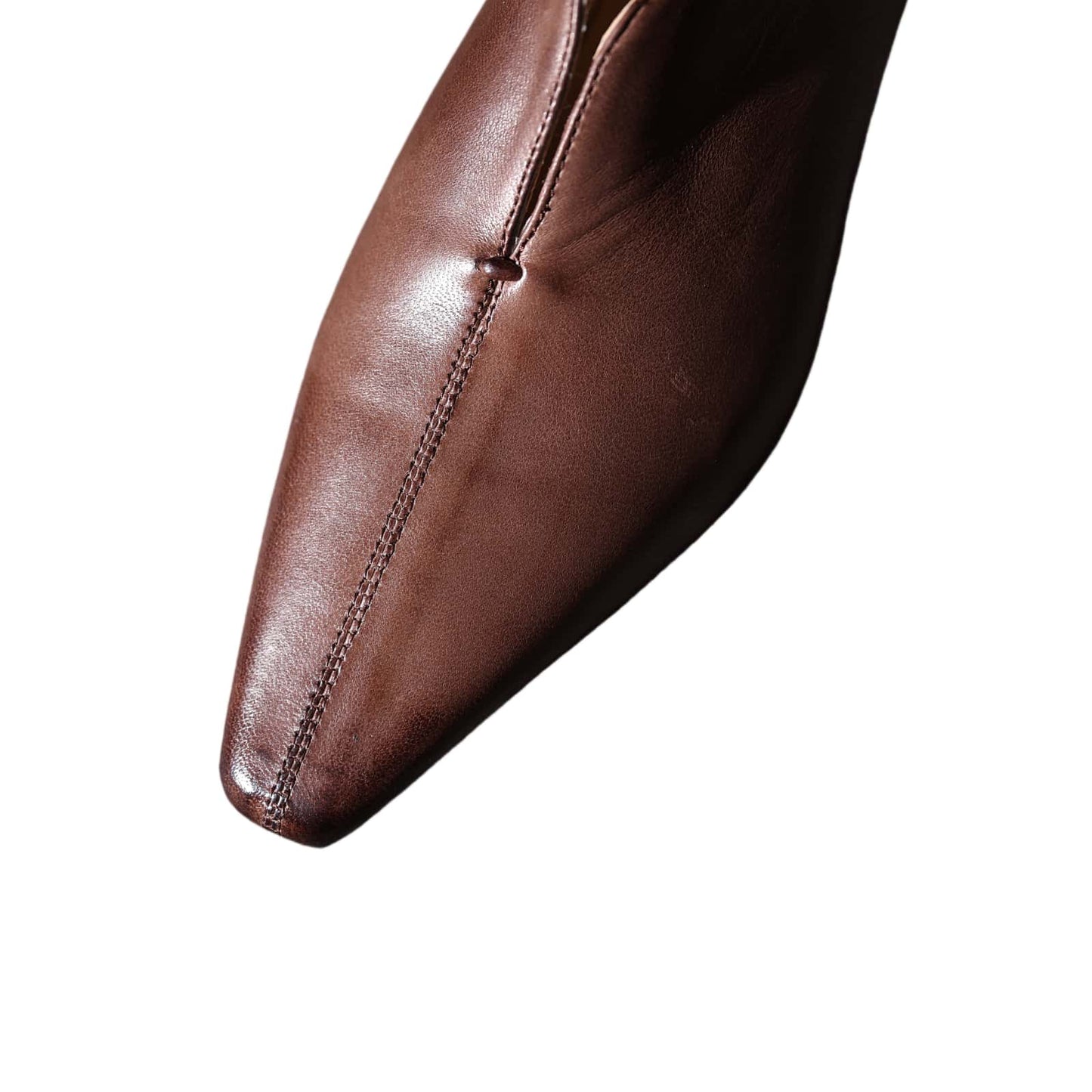 TinaCus Handmade Women's Genuine Leather Pointed Toe V-Cutting Low Heel Loafers Pumps