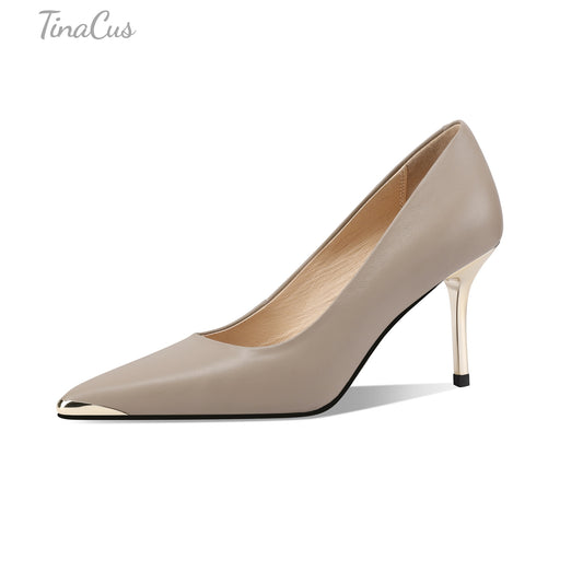 TinaCus Women's Pointed Toe Handmade Stiletto High Heels Genuine Leather Stylish Pumps Shoes