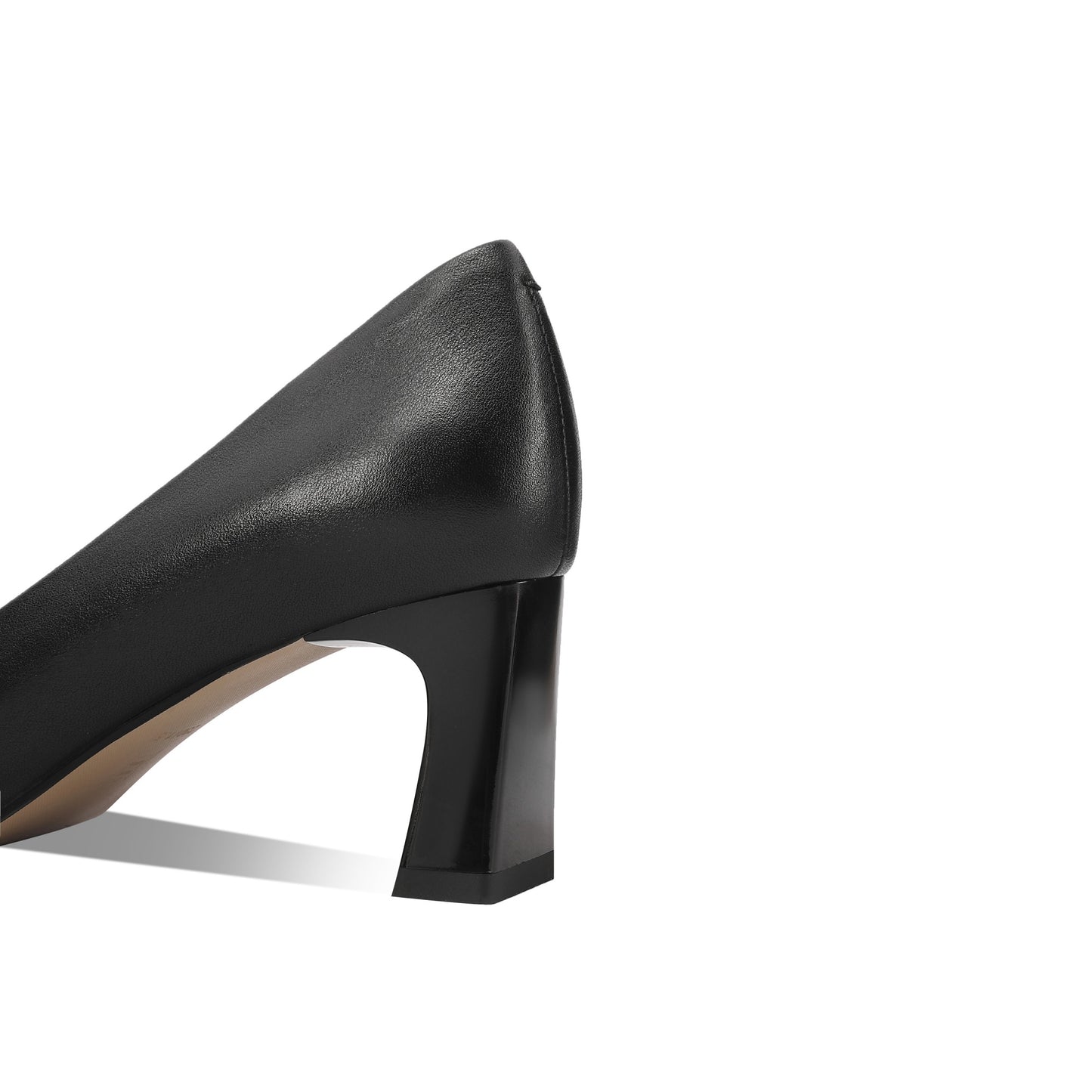 TinaCus Women's Square Toe Genuine Leather Mid Block Heels Handmade Slip On Pumps Shoes