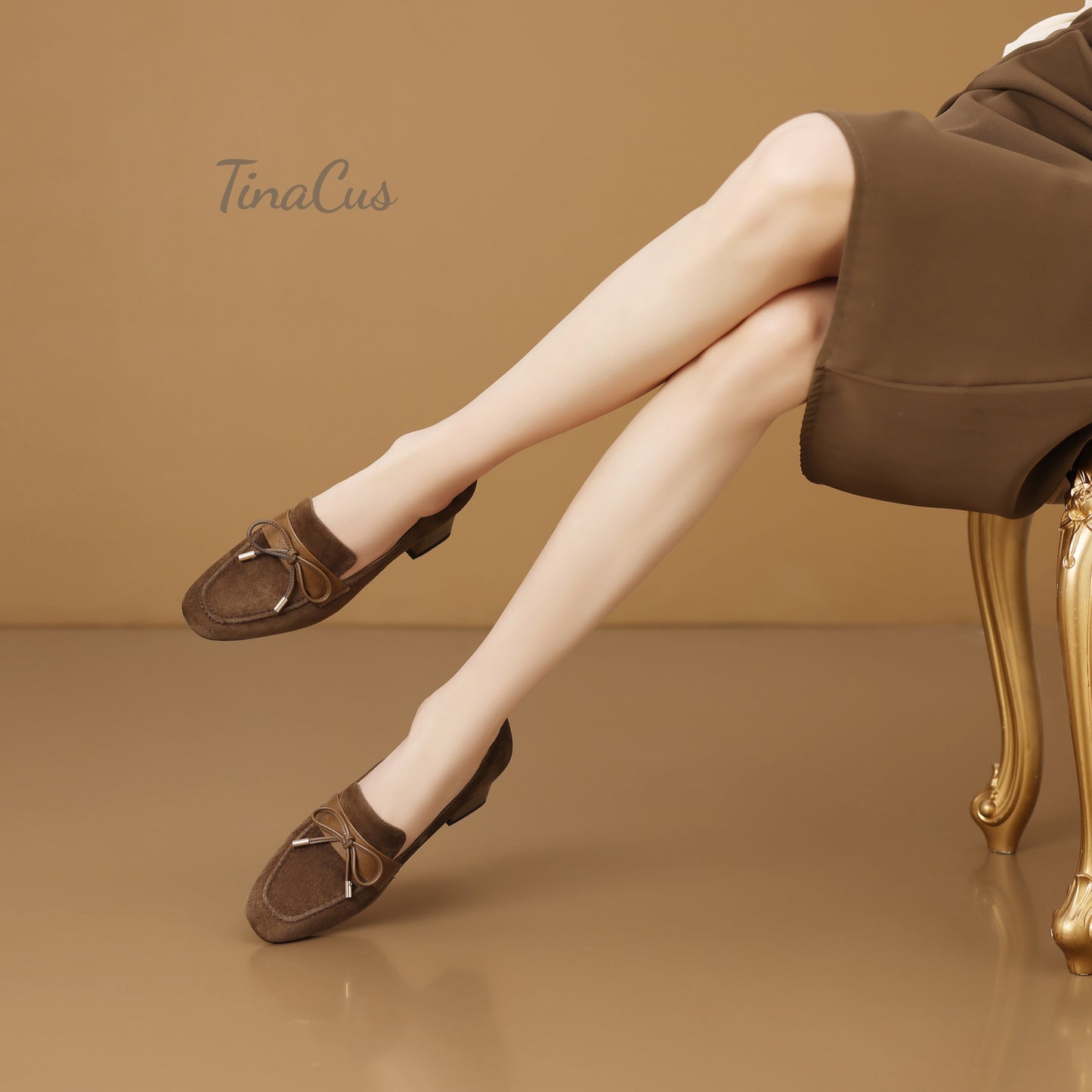 TinaCus Handmade Women's Suede Leather Comfy Slip On Square Toe Block Heel Office Loafers Shoes