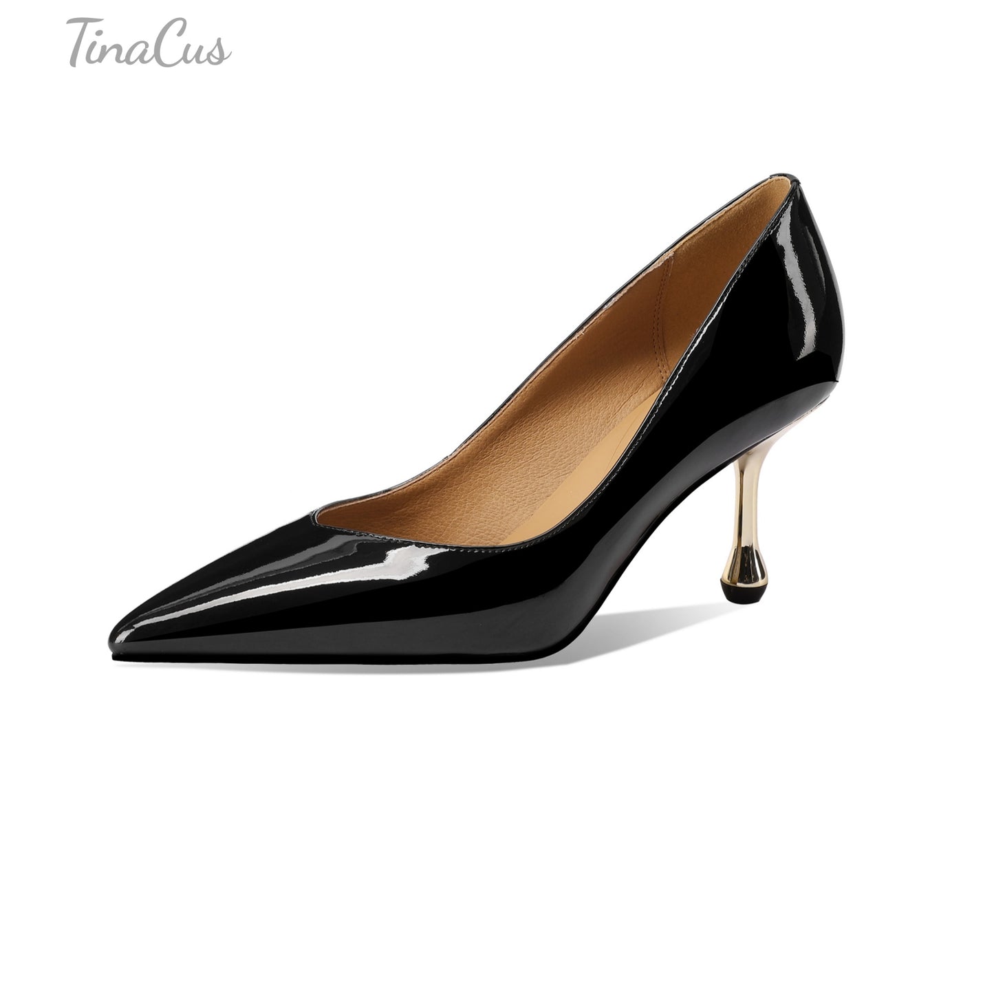 TinaCus Handmade Women's Patent Leather Simply Pointed Toe Dressy Office Pumps Shoes