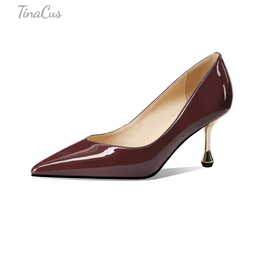 TinaCus Handmade Women's Patent Leather Simply Pointed Toe Dressy Office Pumps Shoes