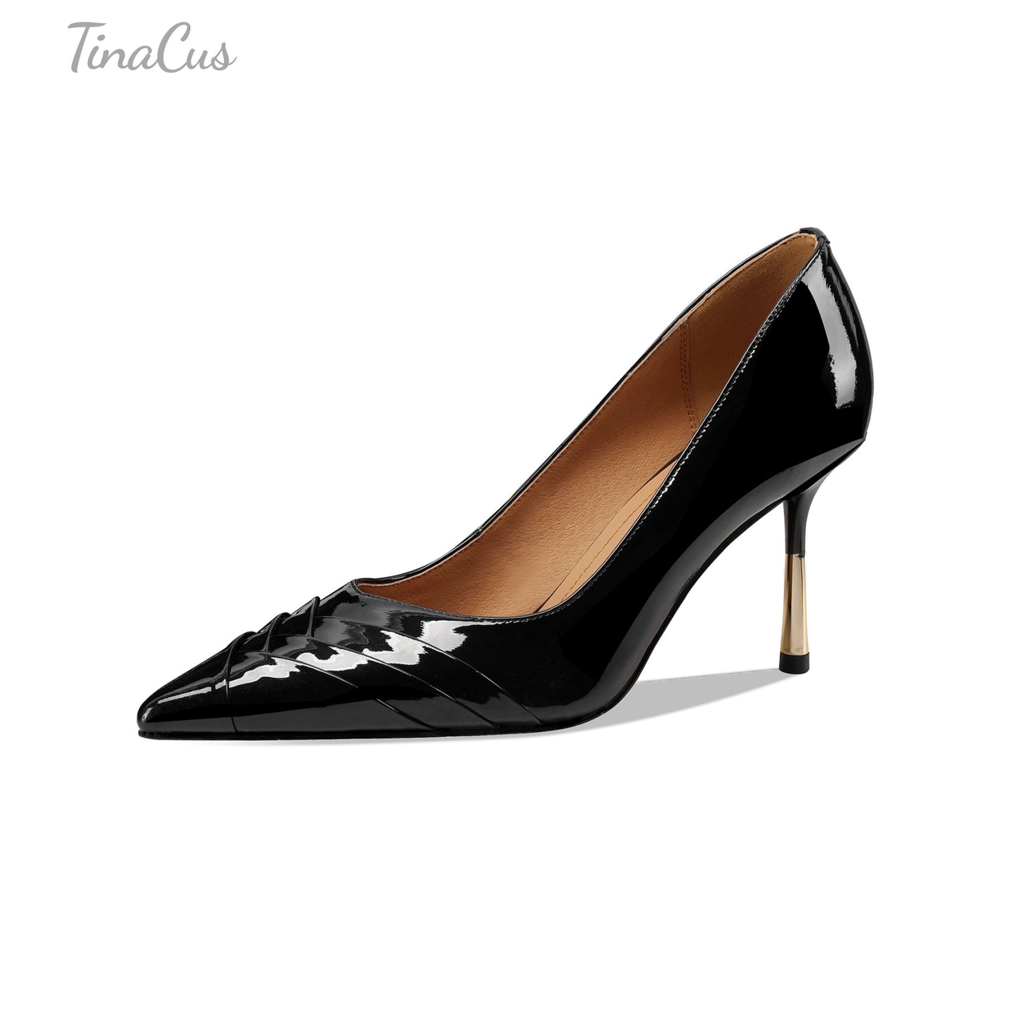 TinaCus Pointed Toe Patent Leather Women's Stiletto Heels Handmade Pumps Shoes