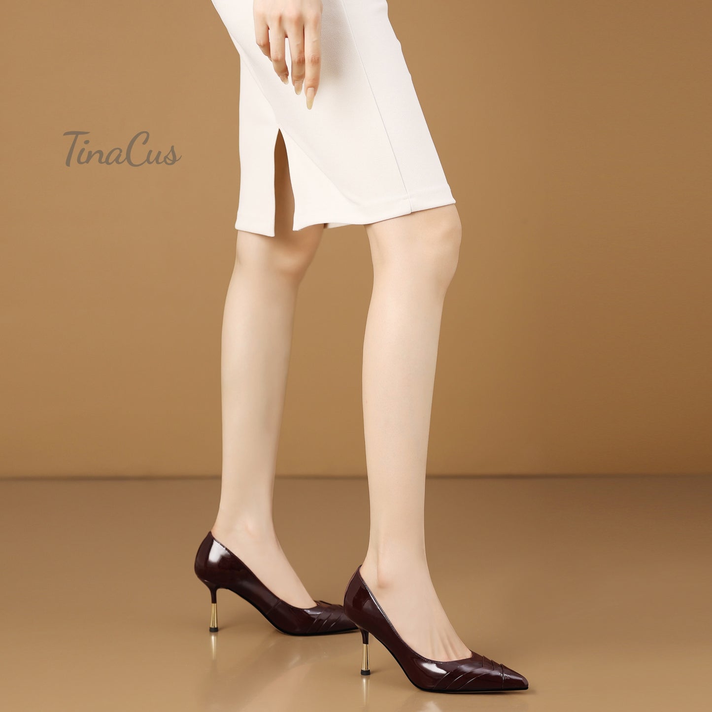 TinaCus Pointed Toe Patent Leather Women's Stiletto Heels Handmade Pumps Shoes