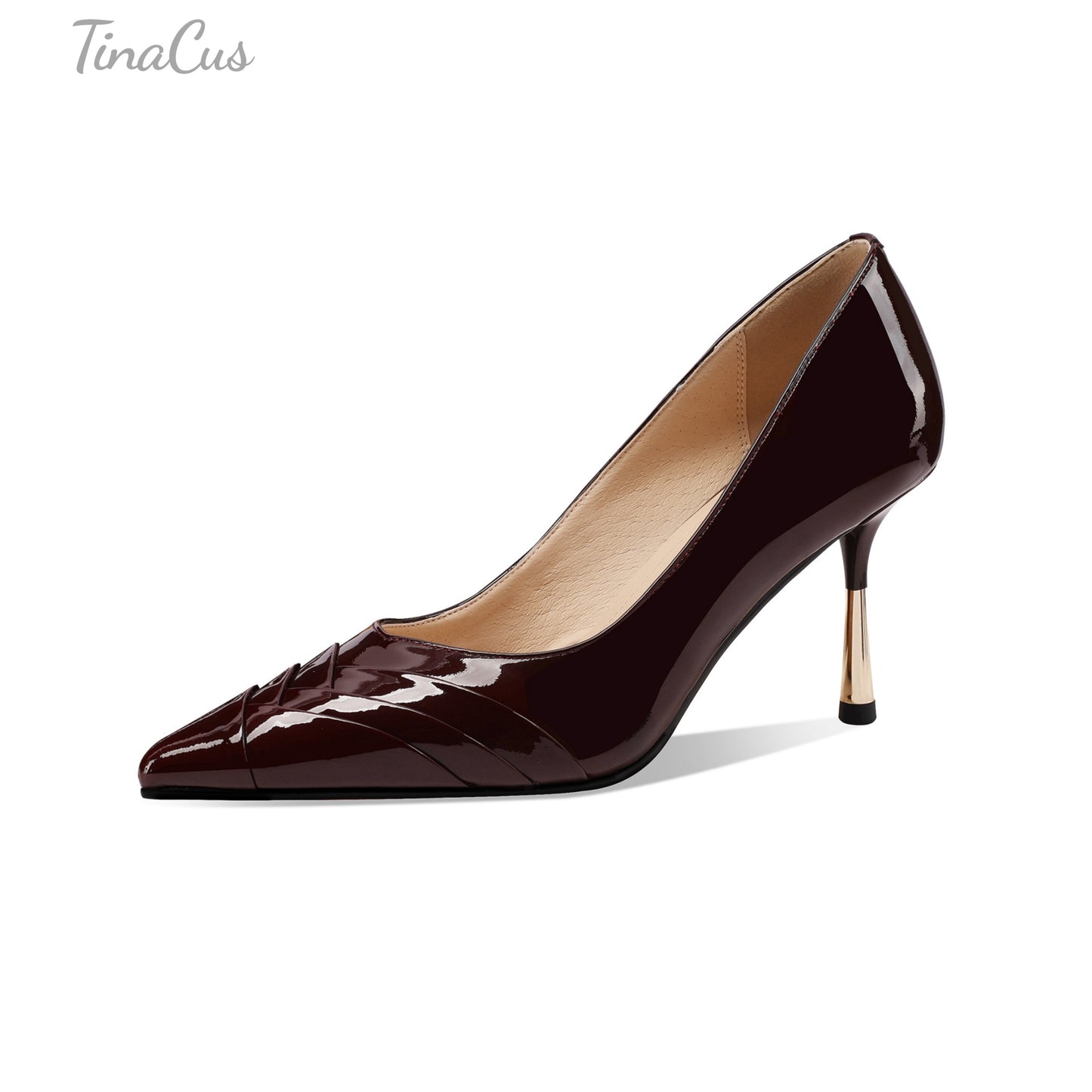 TinaCus Pointed Toe Patent Leather Women's Stiletto Heels Handmade Pumps Shoes