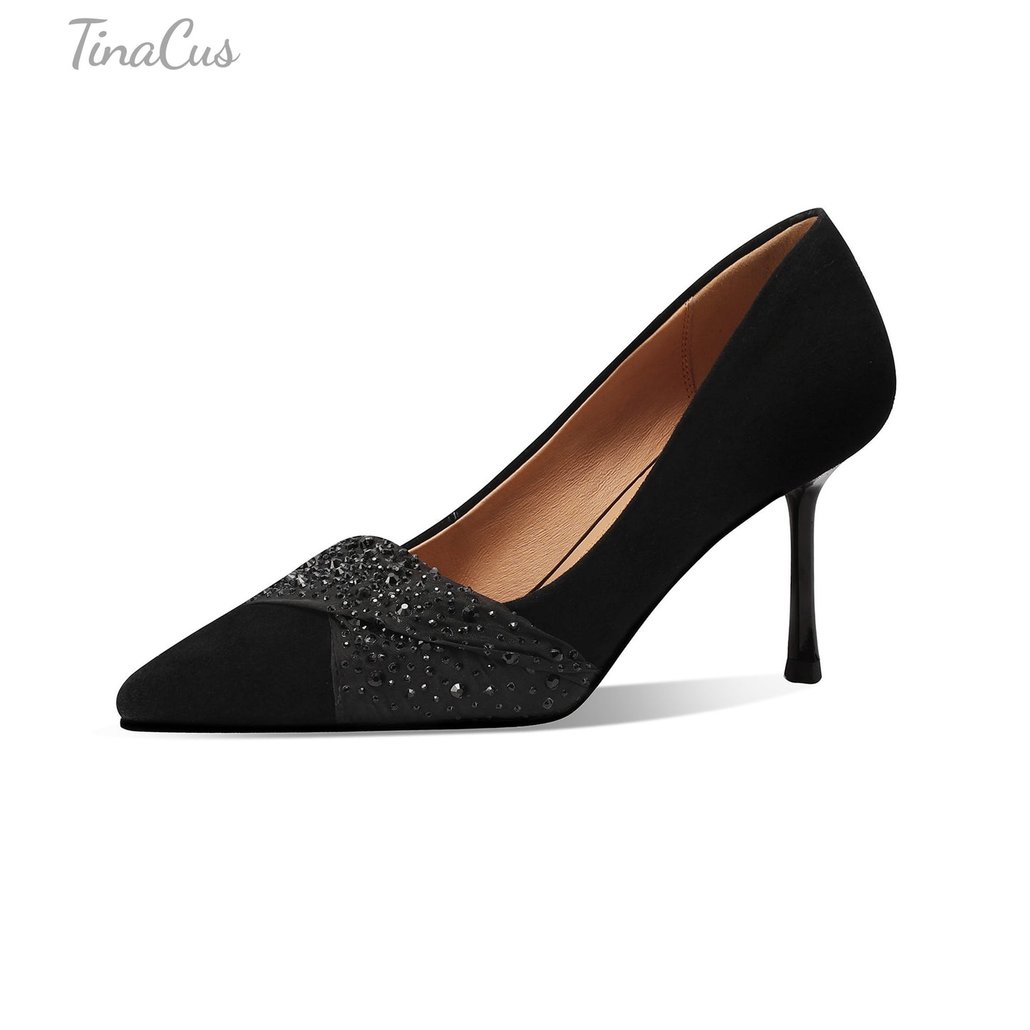 TinaCus Women's Pointed Toe Suede Leather Handmade Stiletto Heels Slip on Dress Pumps Shoes