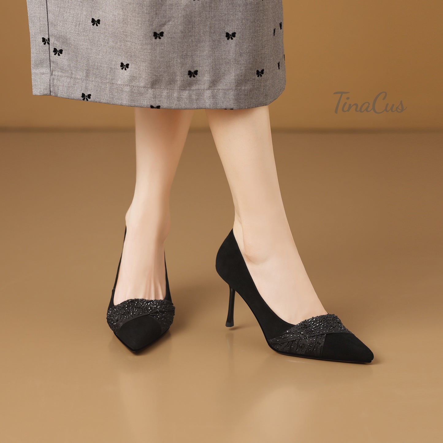 TinaCus Women's Pointed Toe Suede Leather Handmade Stiletto Heels Slip on Dress Pumps Shoes