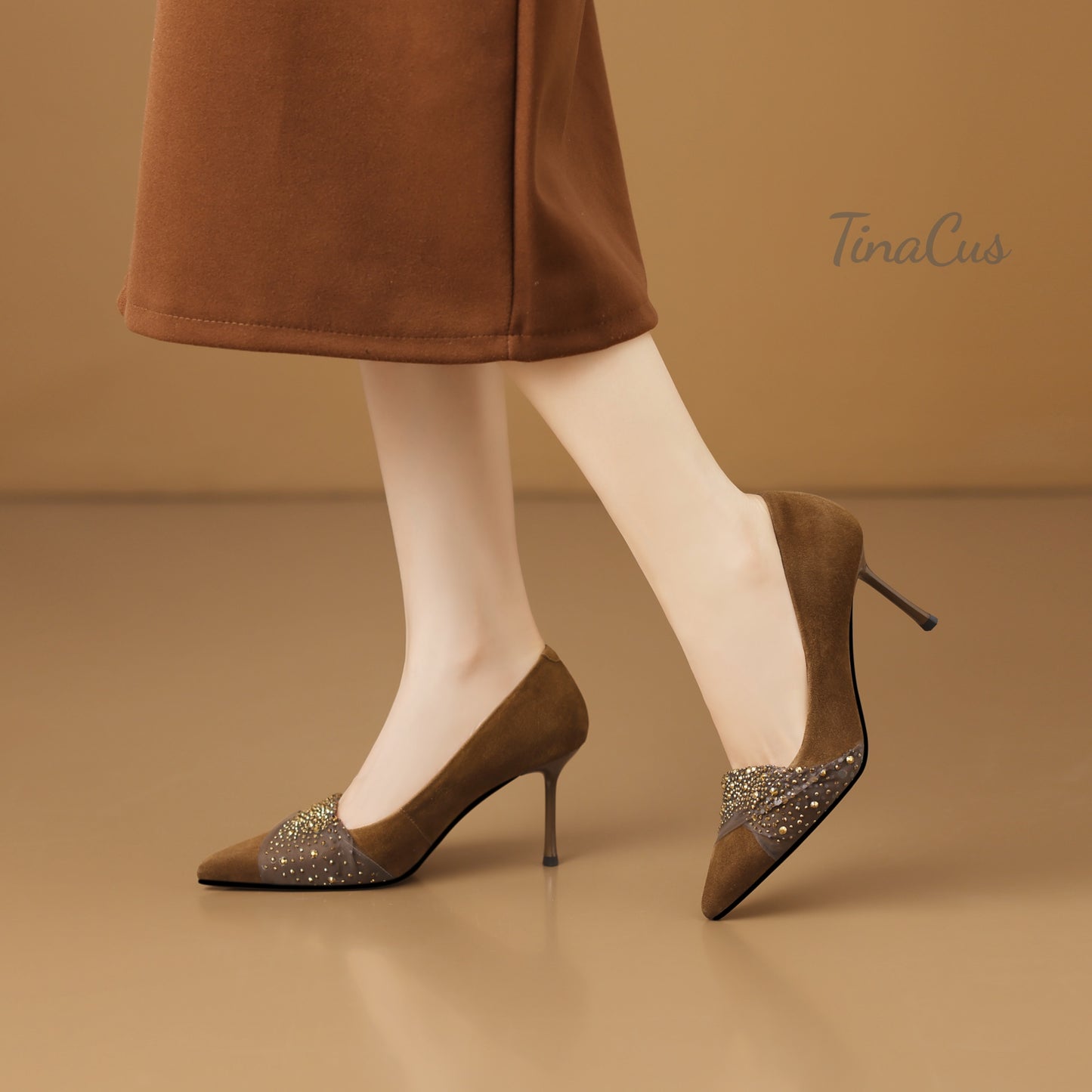 TinaCus Women's Pointed Toe Suede Leather Handmade Stiletto Heels Slip on Dress Pumps Shoes