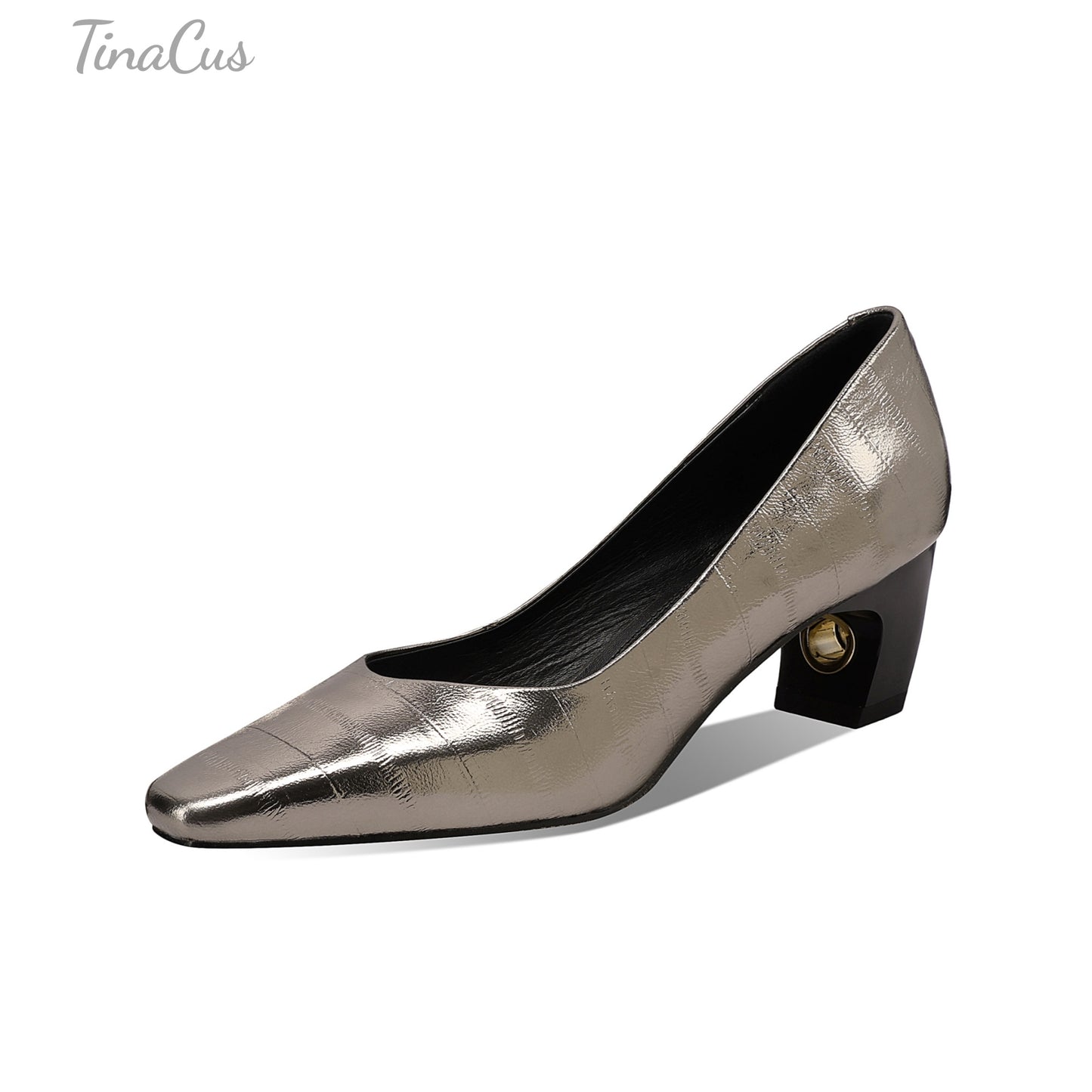 TinaCus Genuine Leather Handmade Chunky Heel Women's Pointed Toe Chic Dress Pumps Shoes