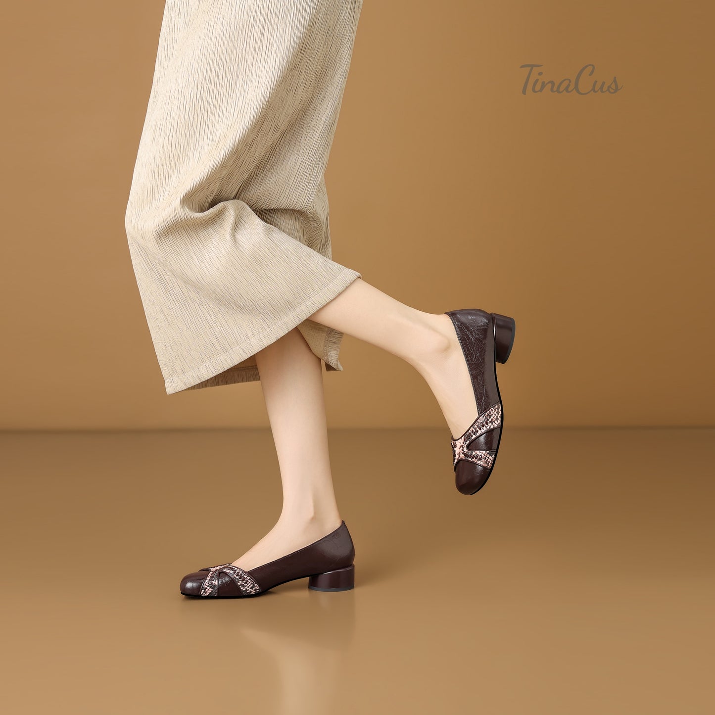 TinaCus Women’s Square Toe Low Block Heel Slip On Loafers