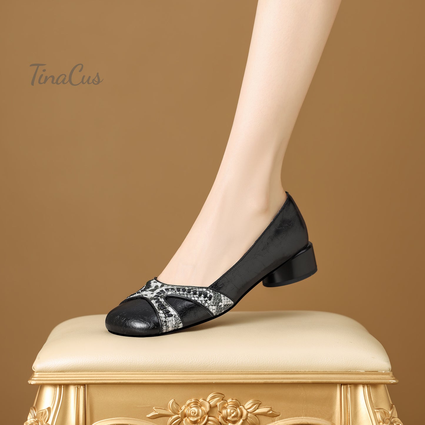 TinaCus Women’s Square Toe Low Block Heel Slip On Loafers