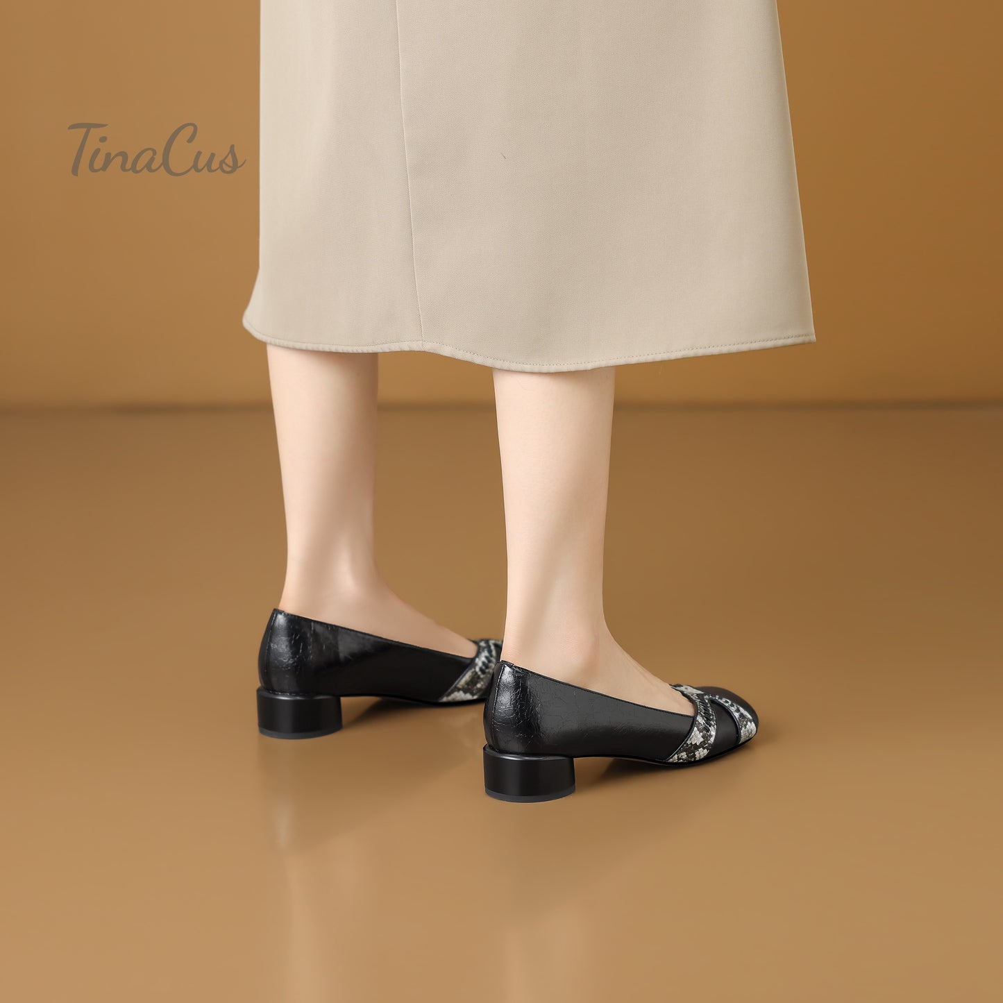 TinaCus Women’s Square Toe Low Block Heel Slip On Loafers