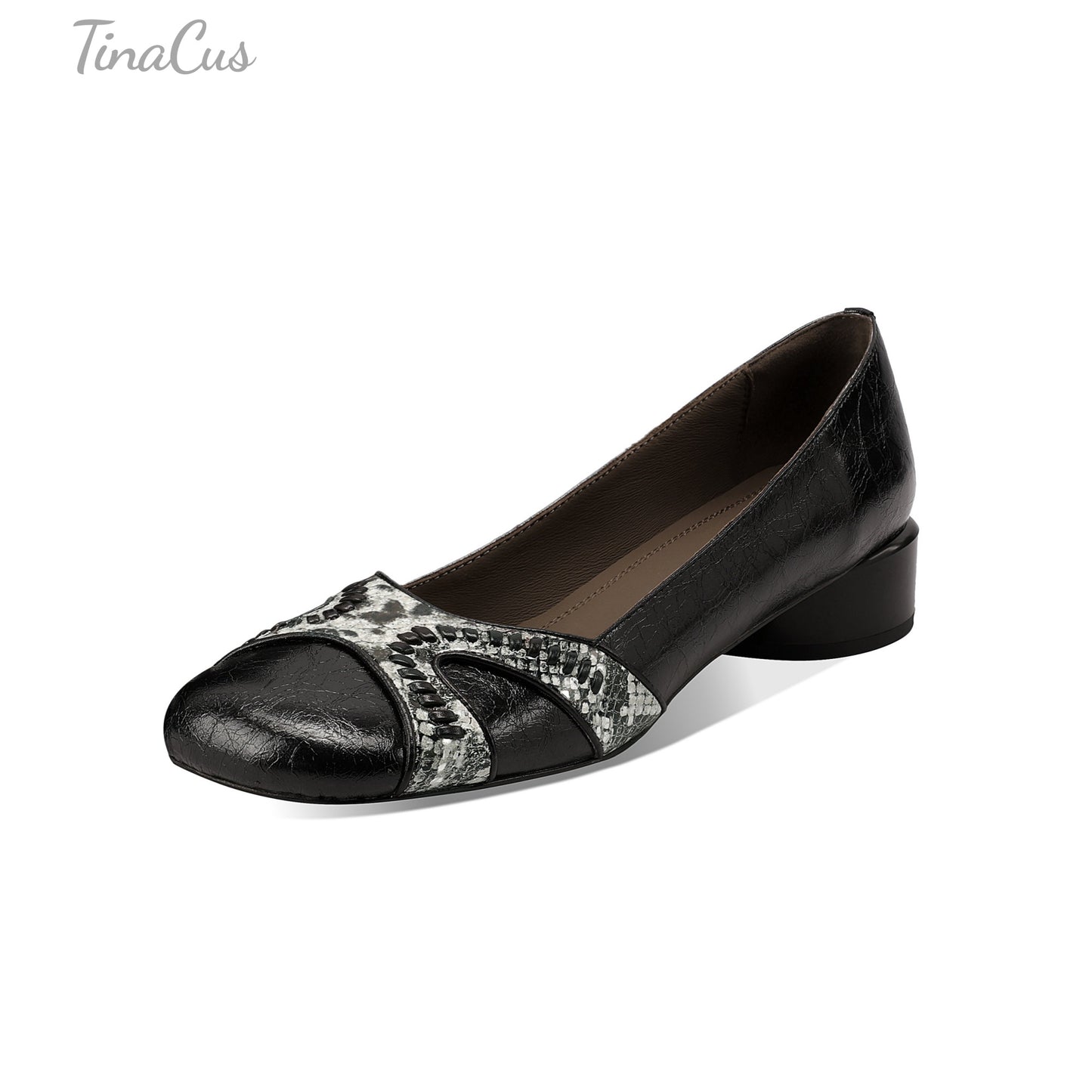 TinaCus Women’s Square Toe Low Block Heel Slip On Loafers