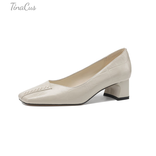 TinaCus Women's Genuine Leather Handmade Stitch Loafers